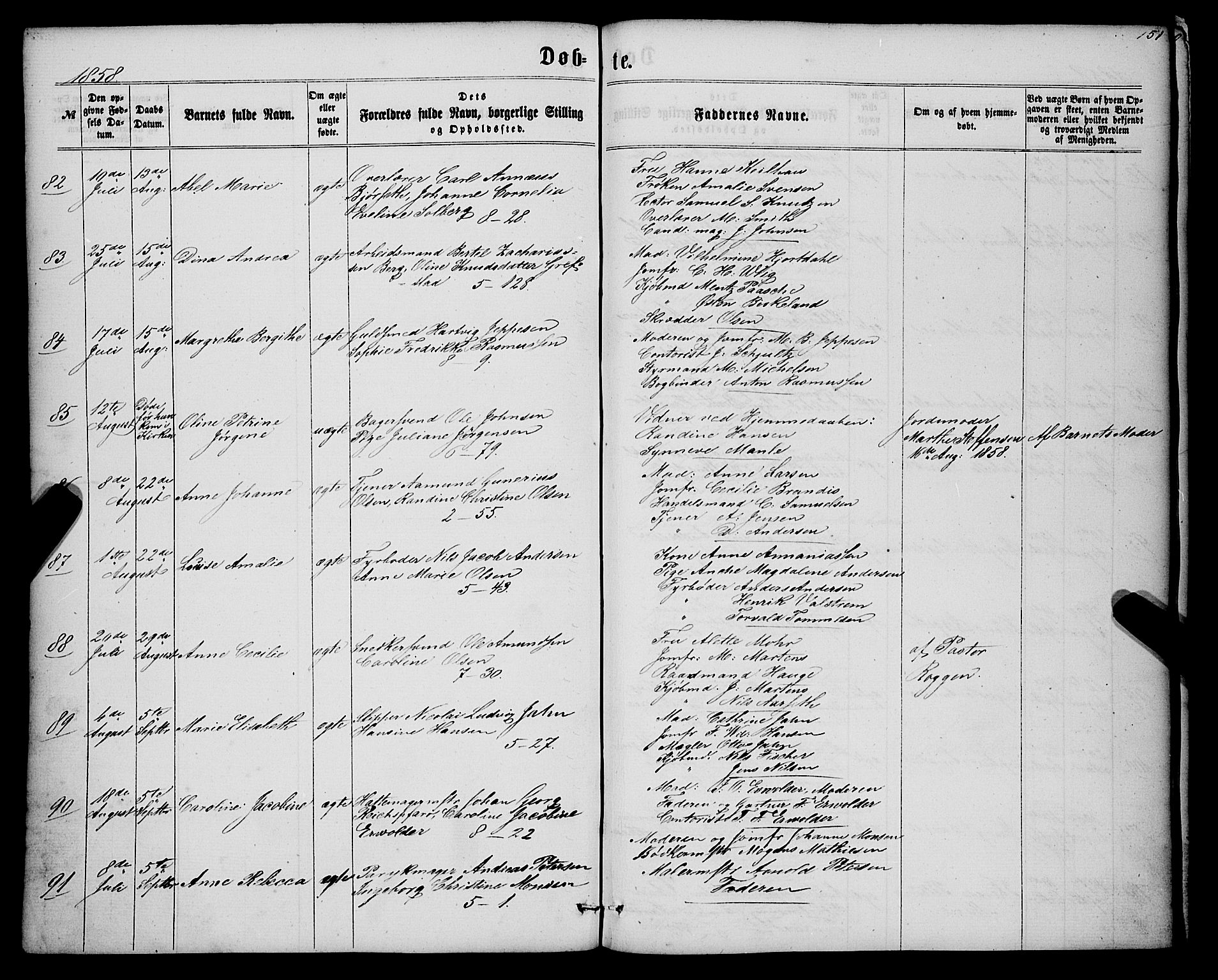 Nykirken Sokneprestembete, SAB/A-77101/H/Haa/L0015: Parish register (official) no. B 2, 1858-1869, p. 151