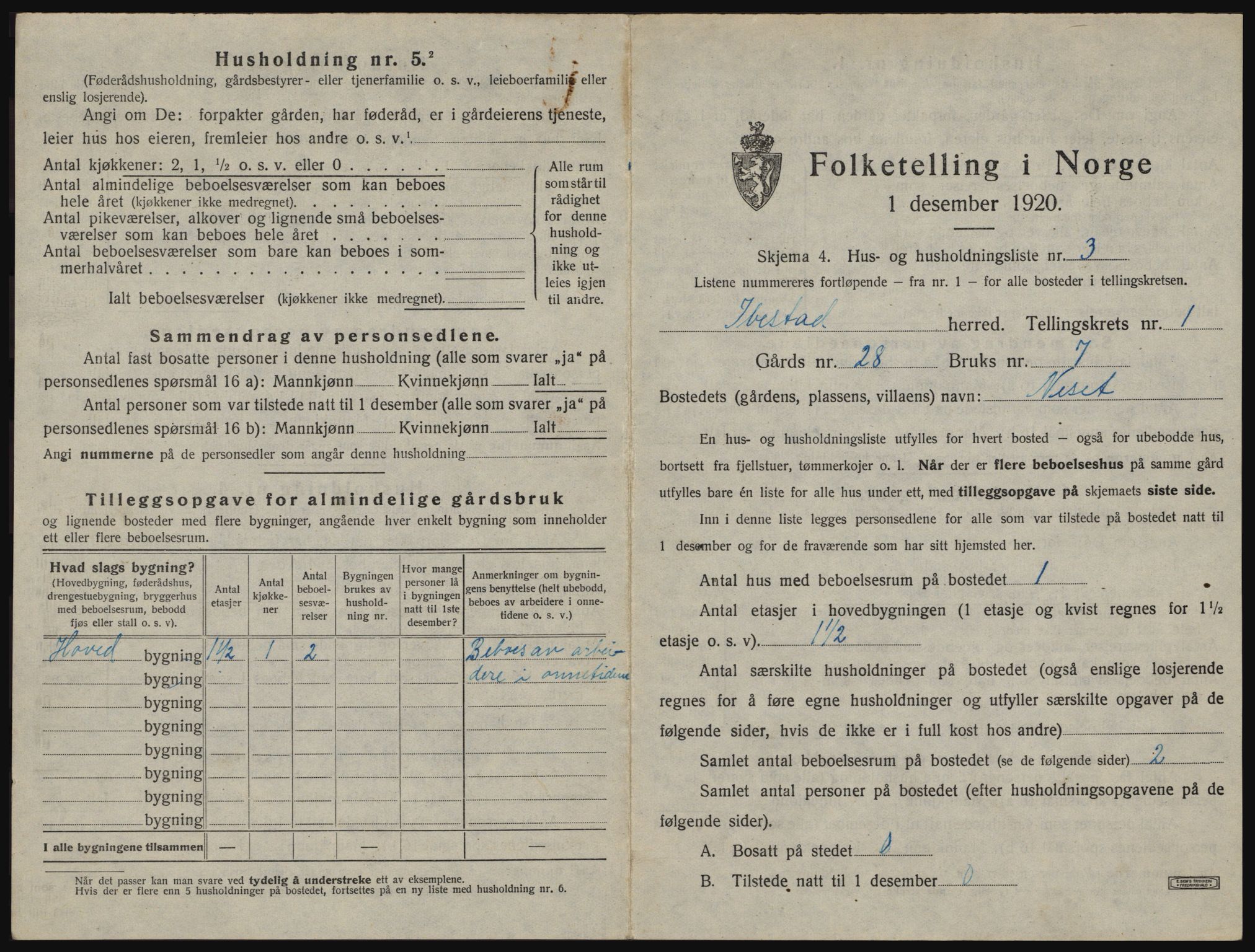 SATØ, 1920 census for Ibestad, 1920, p. 92