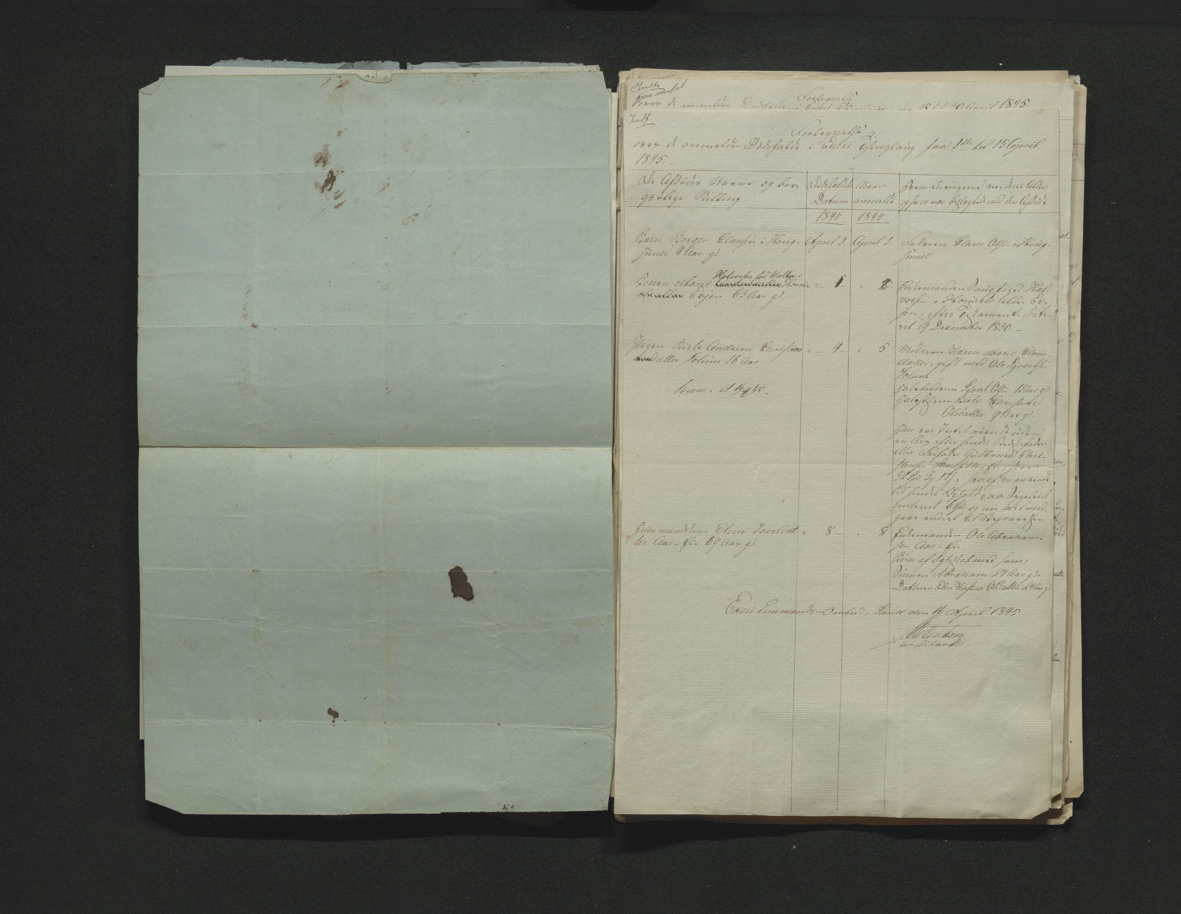 Eiker, Modum og Sigdal sorenskriveri, AV/SAKO-A-123/H/Ha/Hab/L0006: Dødsfallsmeldinger, 1841-1845