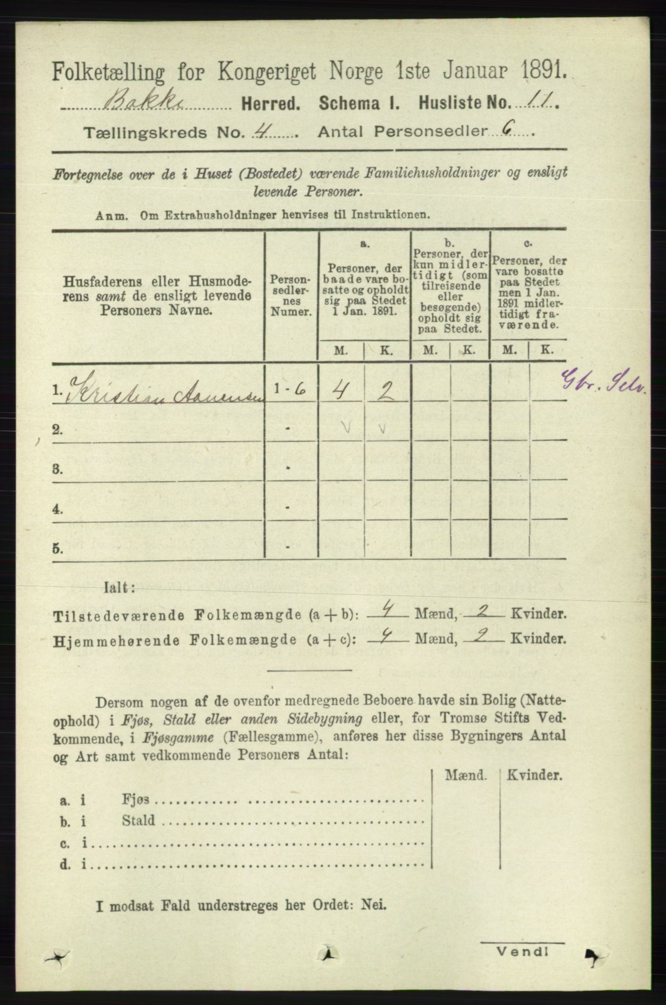 RA, 1891 census for 1045 Bakke, 1891, p. 554