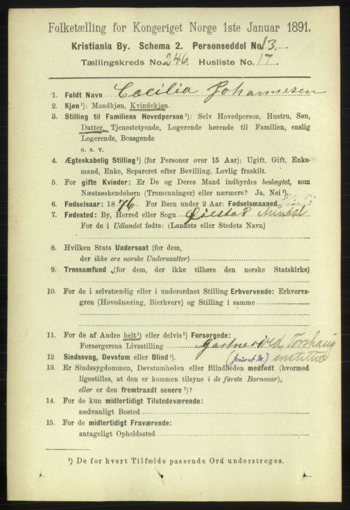 RA, 1891 census for 0301 Kristiania, 1891, p. 150388