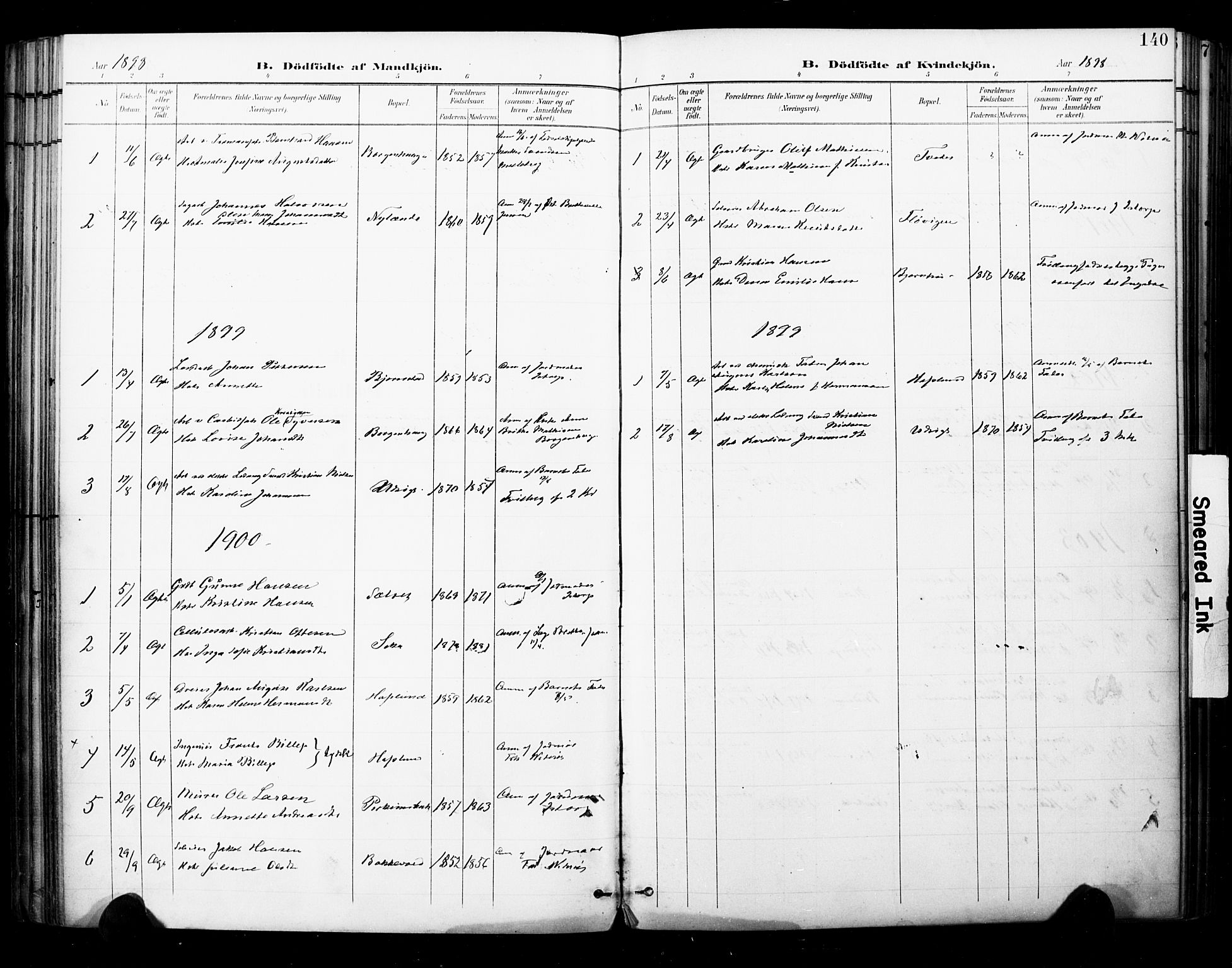 Skjeberg prestekontor Kirkebøker, SAO/A-10923/F/Fa/L0010: Parish register (official) no. I 10, 1898-1911, p. 140