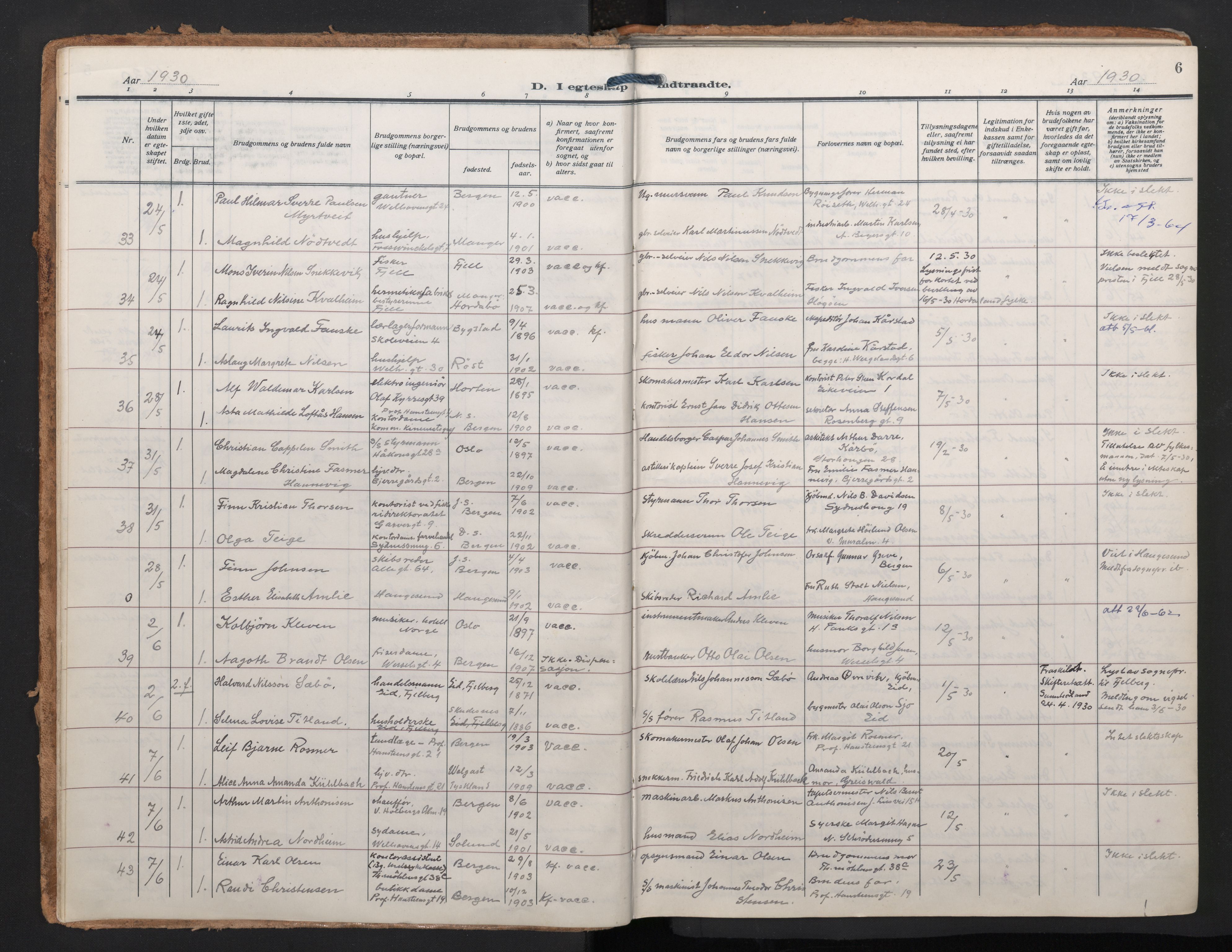 Johanneskirken sokneprestembete, AV/SAB-A-76001/H/Haa/L0014: Parish register (official) no. D 3, 1929-1949, p. 5b-6a