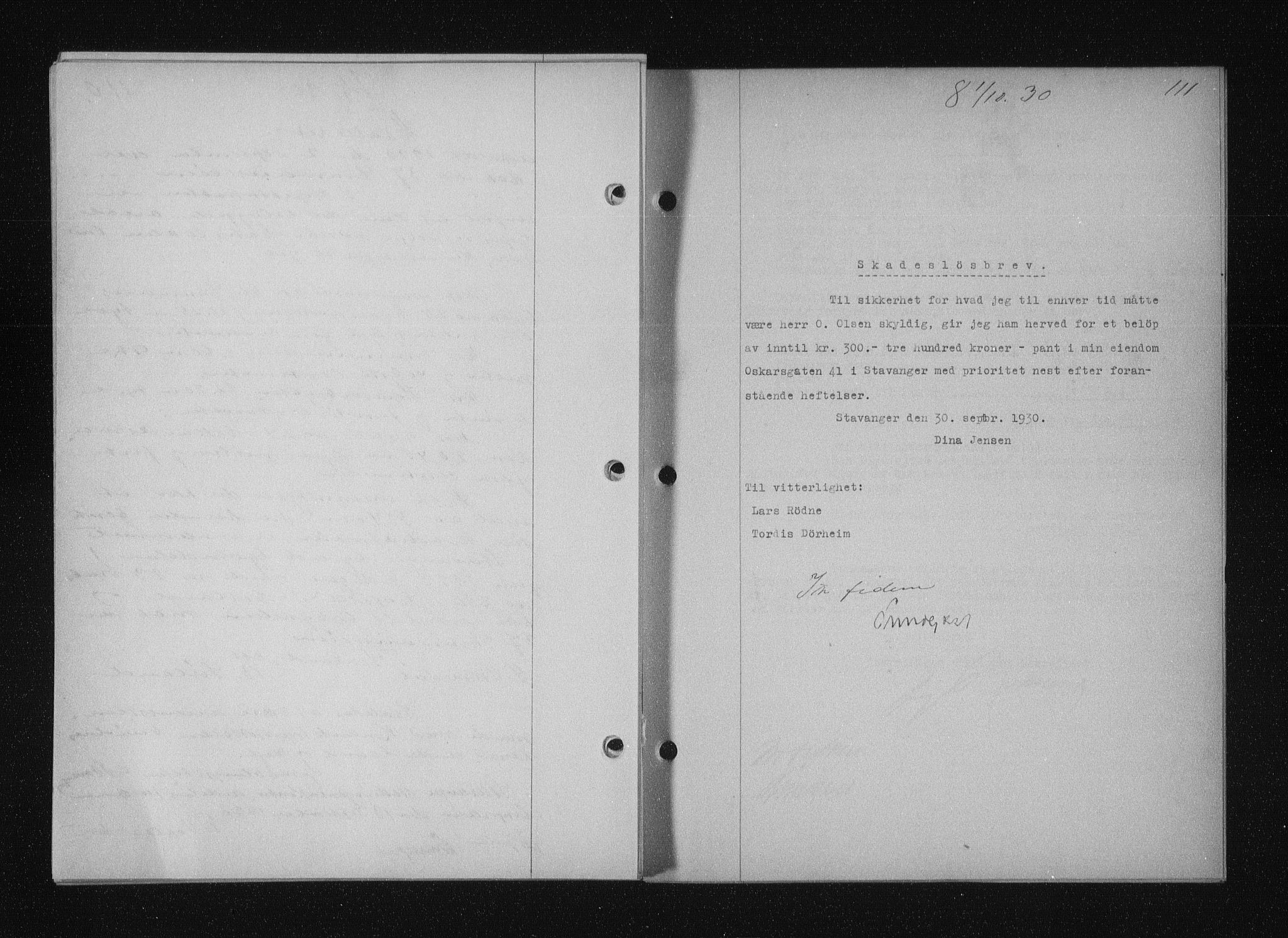 Stavanger byfogd, SAST/A-101408/001/4/41/410/410BB/L0058: Mortgage book no. 48, 1930-1931, Deed date: 01.10.1930