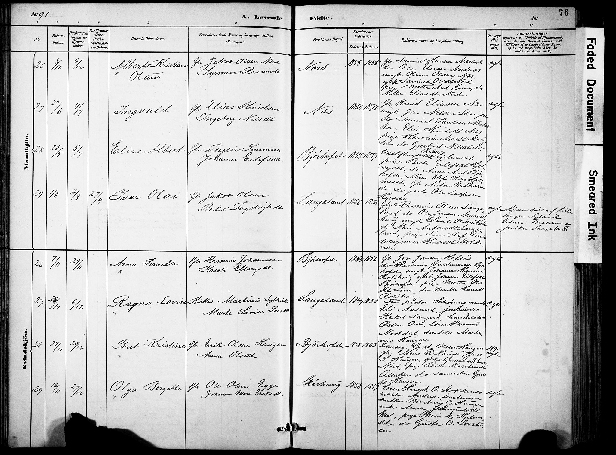 Eid sokneprestembete, AV/SAB-A-82301/H/Hab/Habb/L0002: Parish register (copy) no. B 2, 1882-1907, p. 76