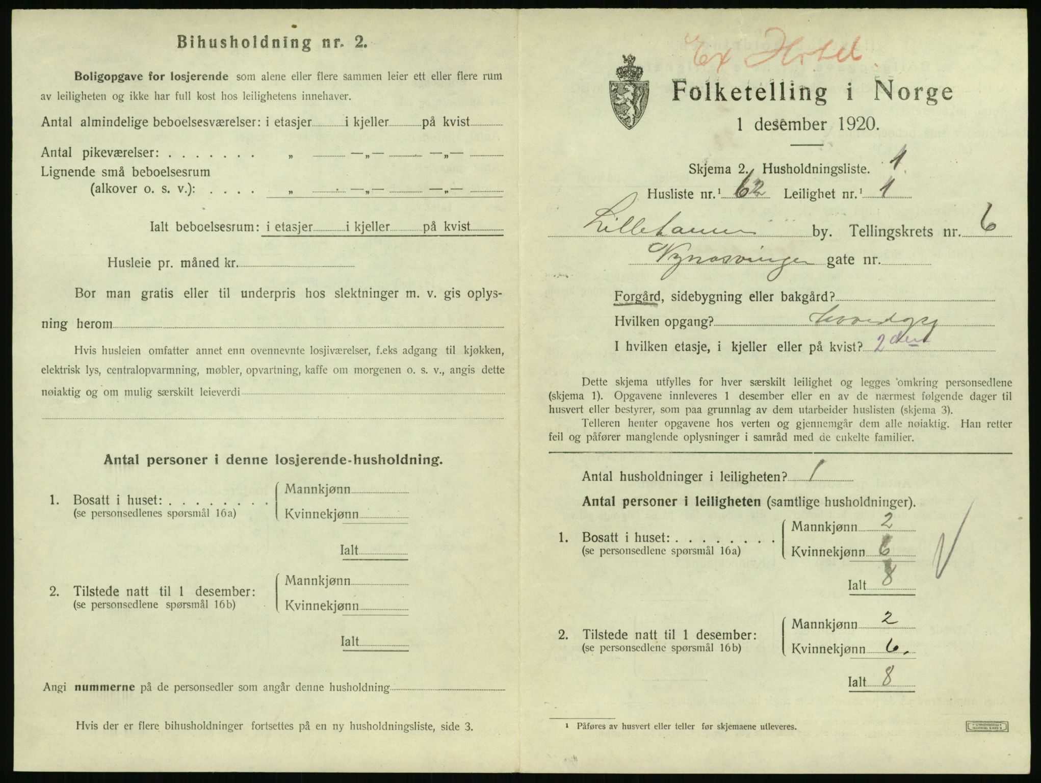 SAH, 1920 census for Lillehammer, 1920, p. 2560