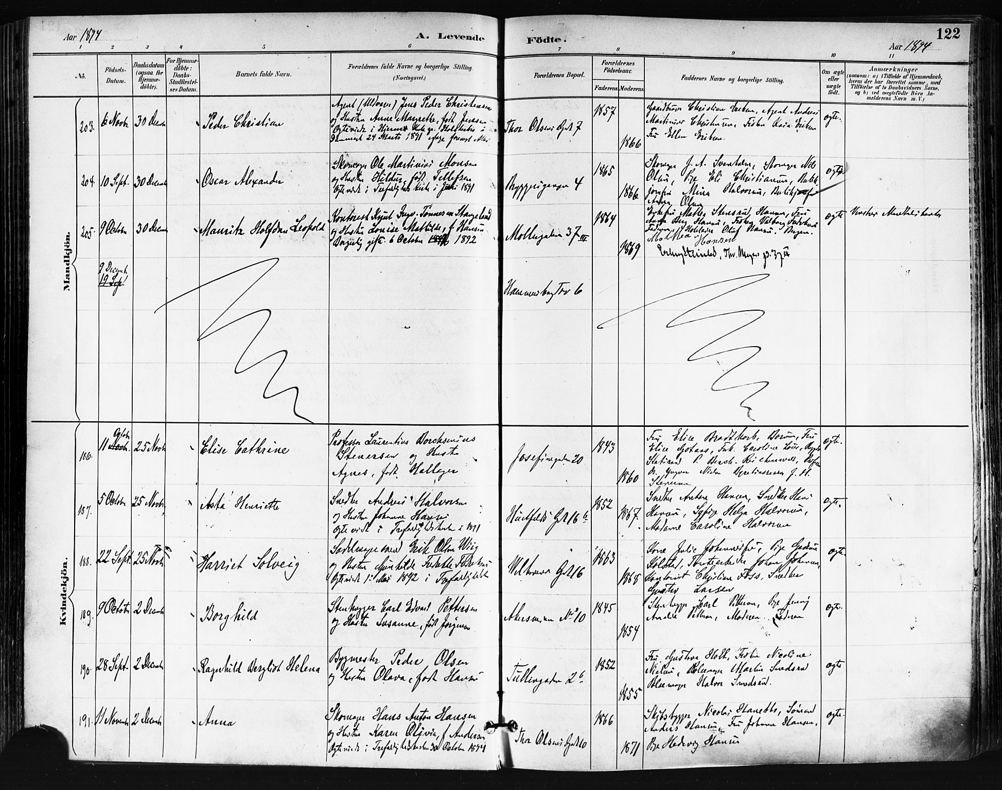 Trefoldighet prestekontor Kirkebøker, AV/SAO-A-10882/F/Fa/L0006: Parish register (official) no. I 6, 1891-1899, p. 122