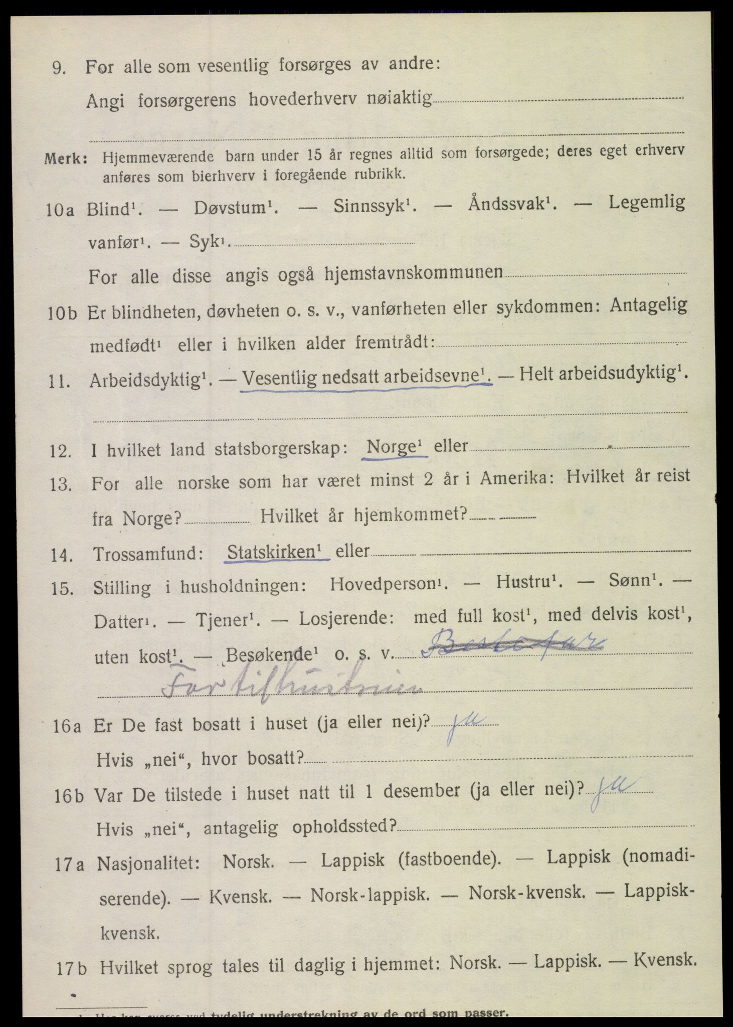 SAT, 1920 census for Kjerringøy, 1920, p. 1696