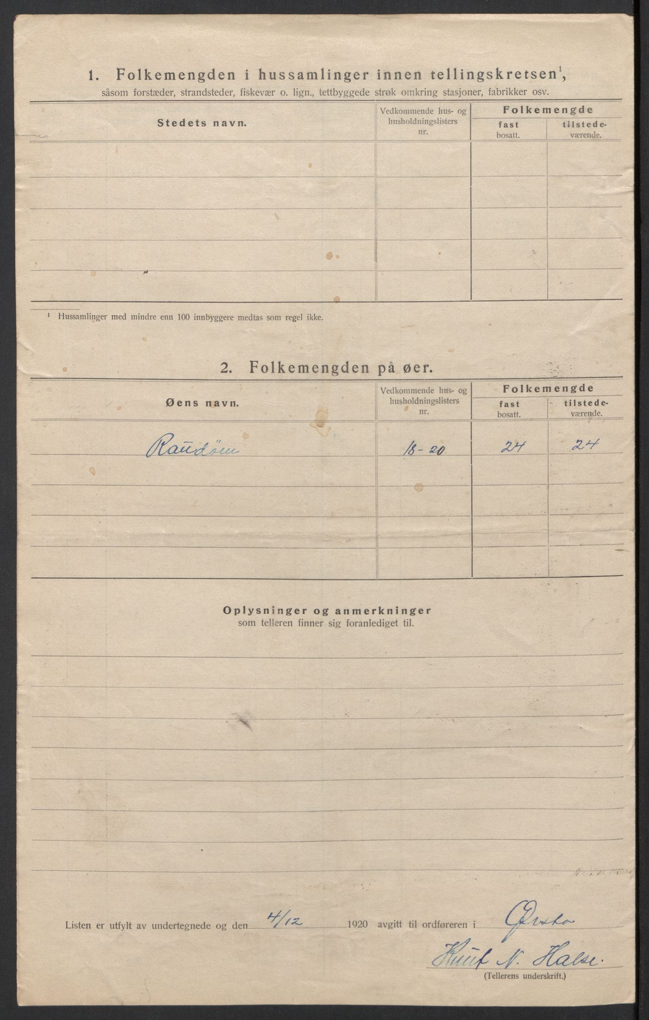 SAT, 1920 census for Ørsta, 1920, p. 8