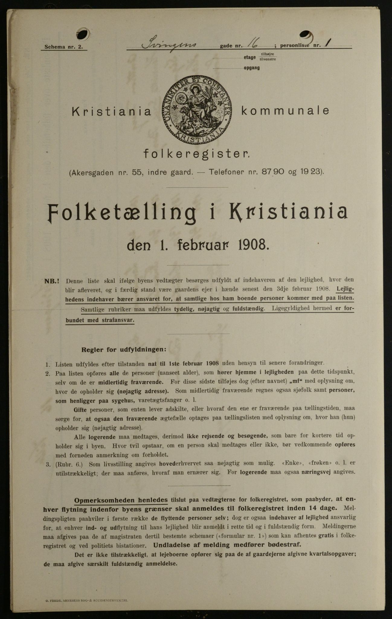 OBA, Municipal Census 1908 for Kristiania, 1908, p. 95468