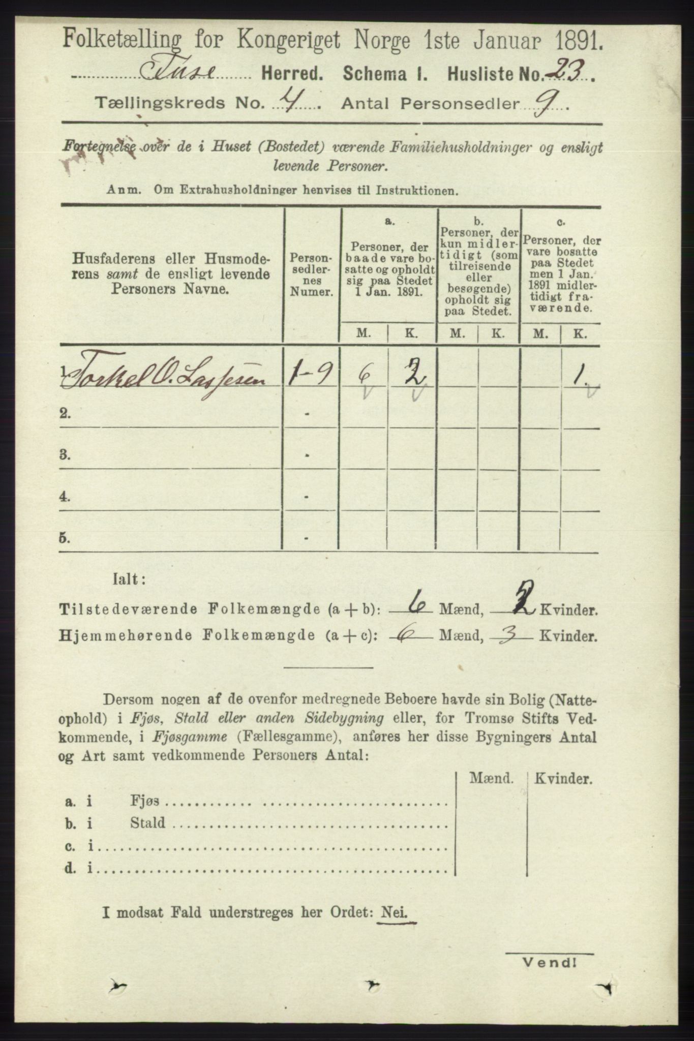 RA, 1891 census for 1241 Fusa, 1891, p. 699