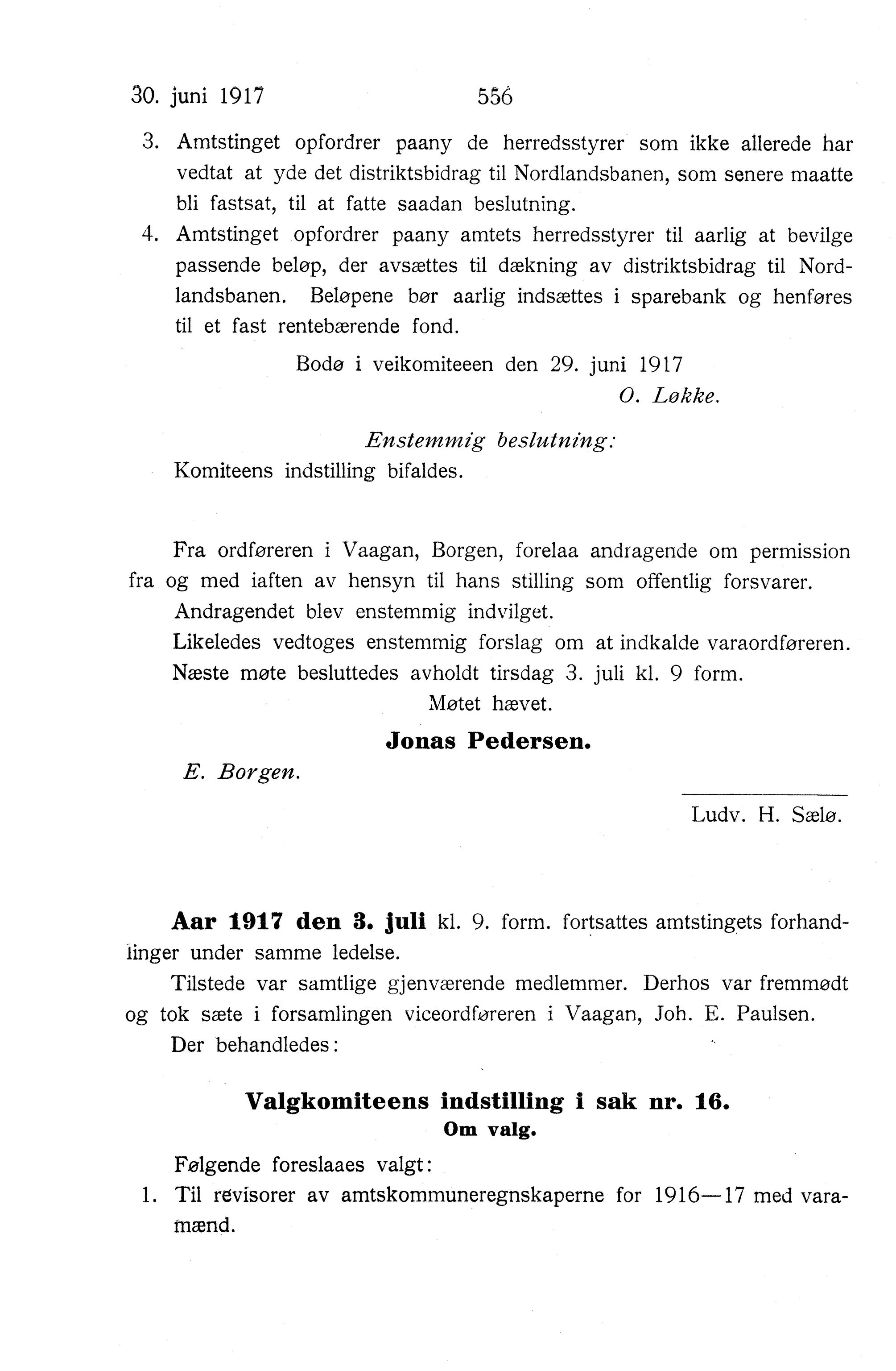Nordland Fylkeskommune. Fylkestinget, AIN/NFK-17/176/A/Ac/L0040: Fylkestingsforhandlinger 1917, 1917, p. 556