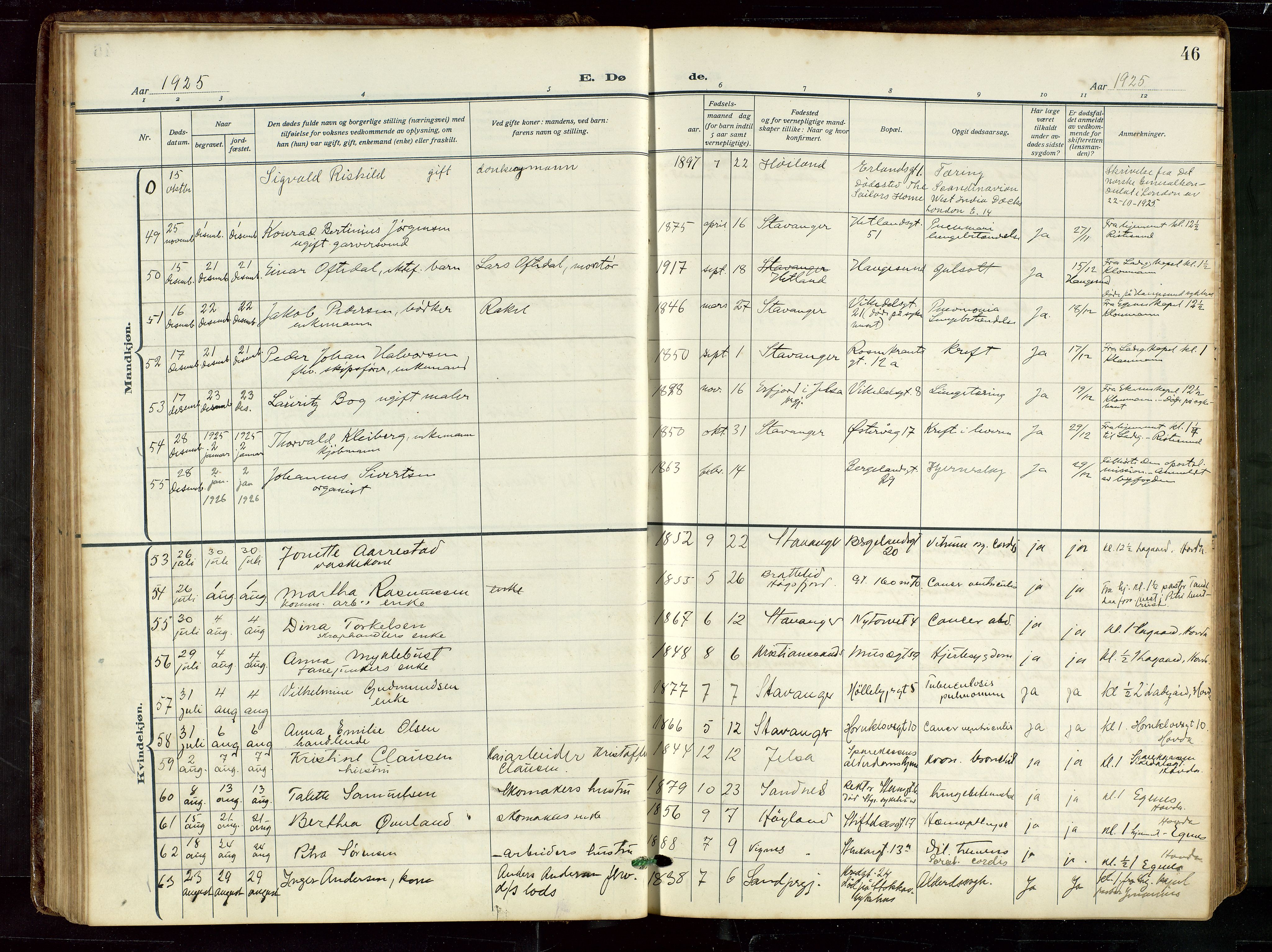 St. Petri sokneprestkontor, AV/SAST-A-101813/002/D/L0003: Parish register (official) no. A 28, 1919-1938, p. 46