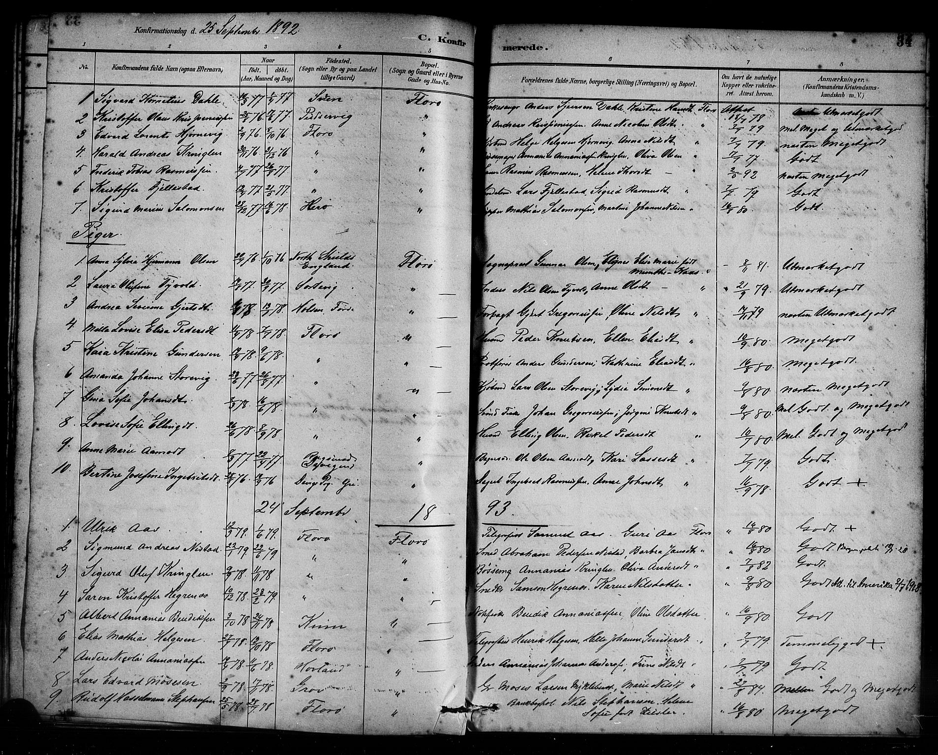 Kinn sokneprestembete, AV/SAB-A-80801/H/Haa/Haac/L0001: Parish register (official) no. C 1, 1883-1894, p. 34