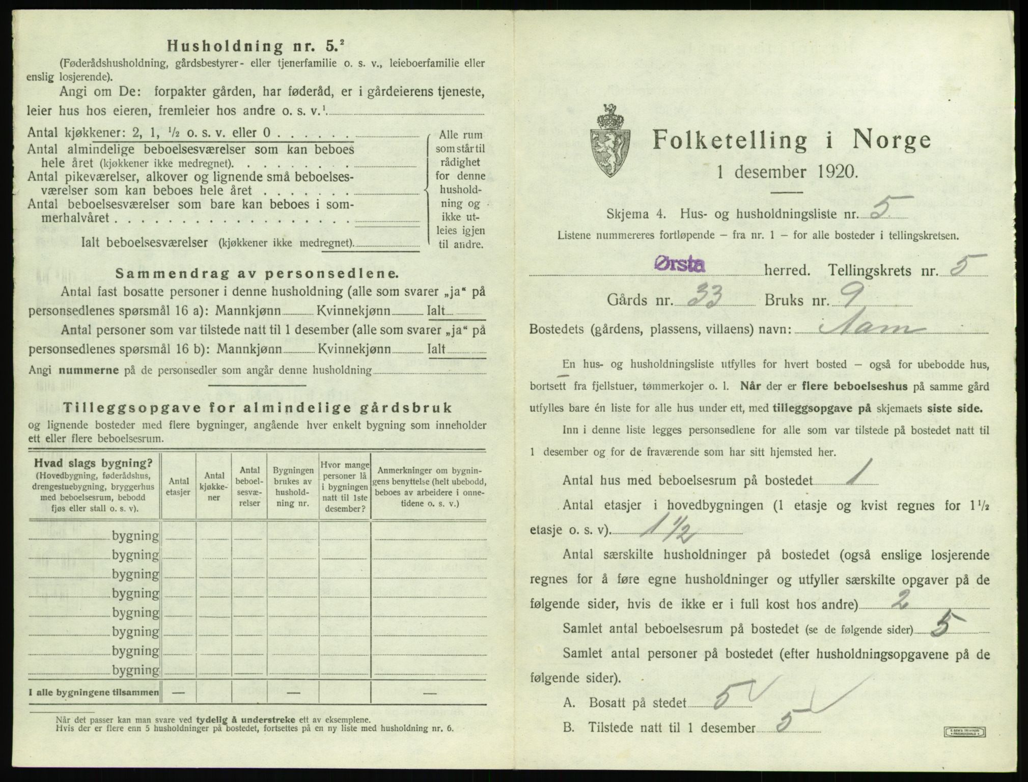 SAT, 1920 census for Ørsta, 1920, p. 512