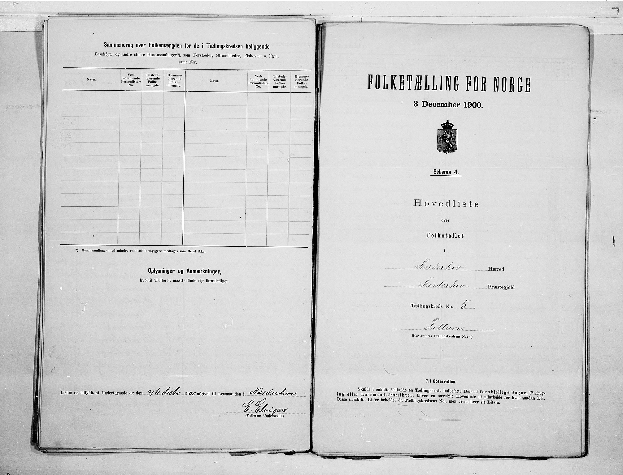 RA, 1900 census for Norderhov, 1900, p. 18