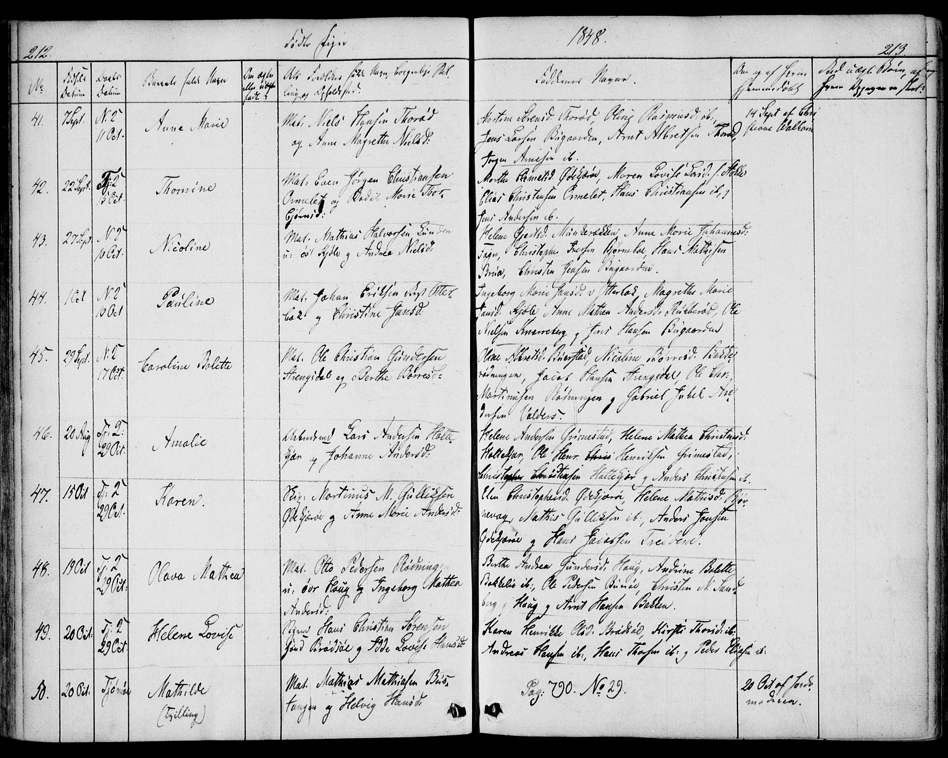 Nøtterøy kirkebøker, SAKO/A-354/F/Fa/L0005: Parish register (official) no. I 5, 1839-1852, p. 212-213