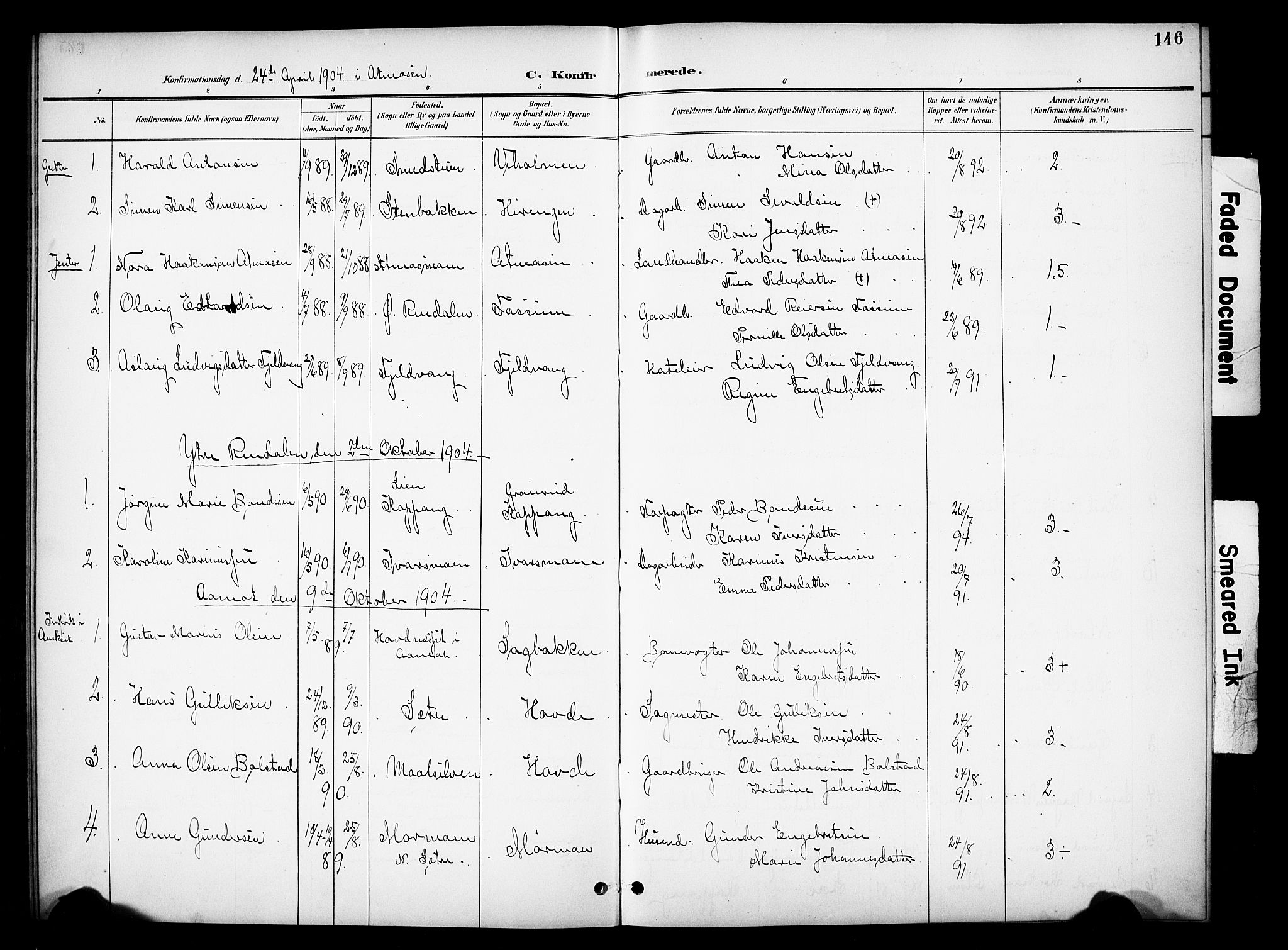 Stor-Elvdal prestekontor, AV/SAH-PREST-052/H/Ha/Hab/L0003: Parish register (copy) no. 3, 1895-1917, p. 146