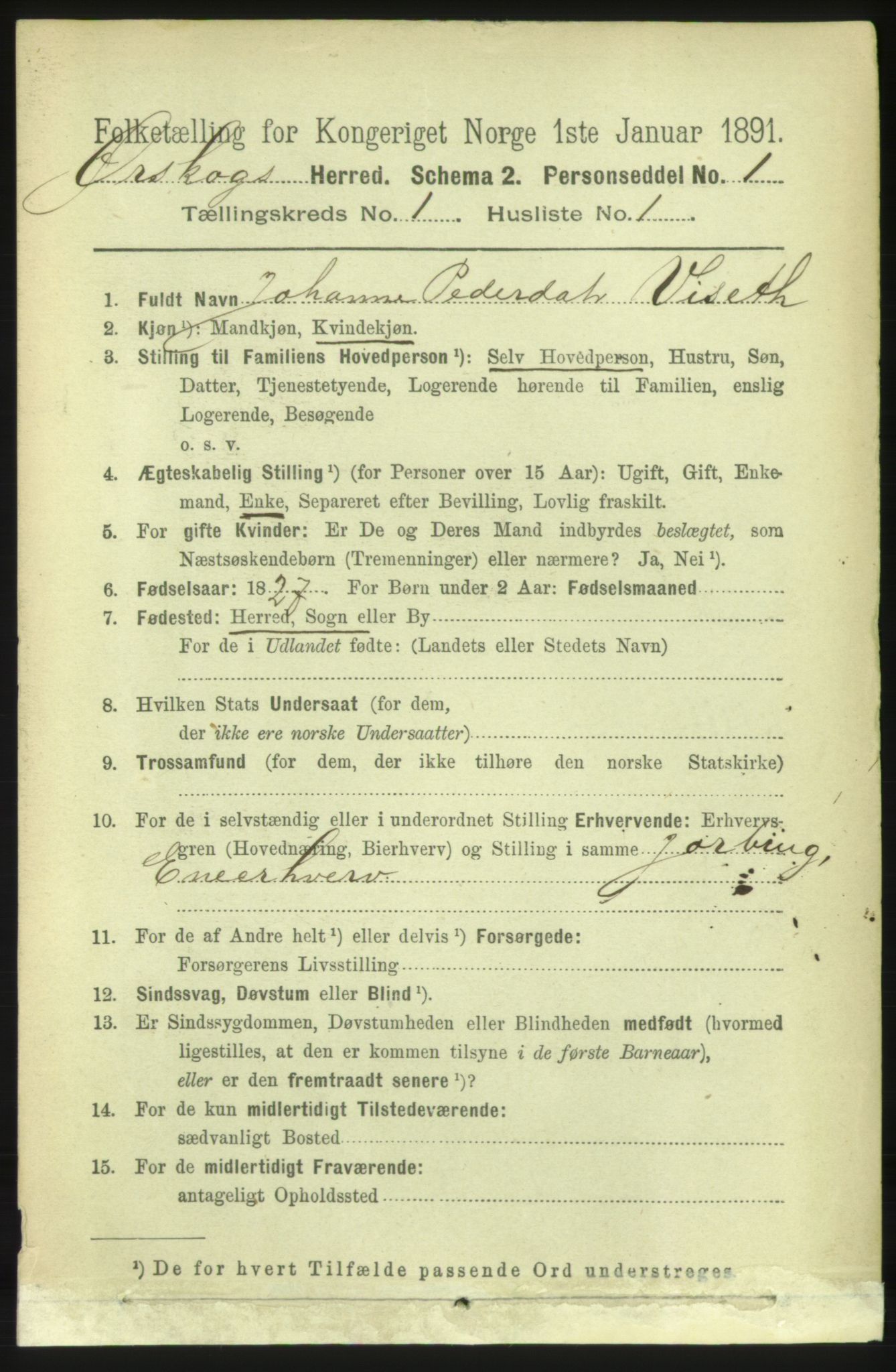 RA, 1891 census for 1527 Ørskog, 1891, p. 92