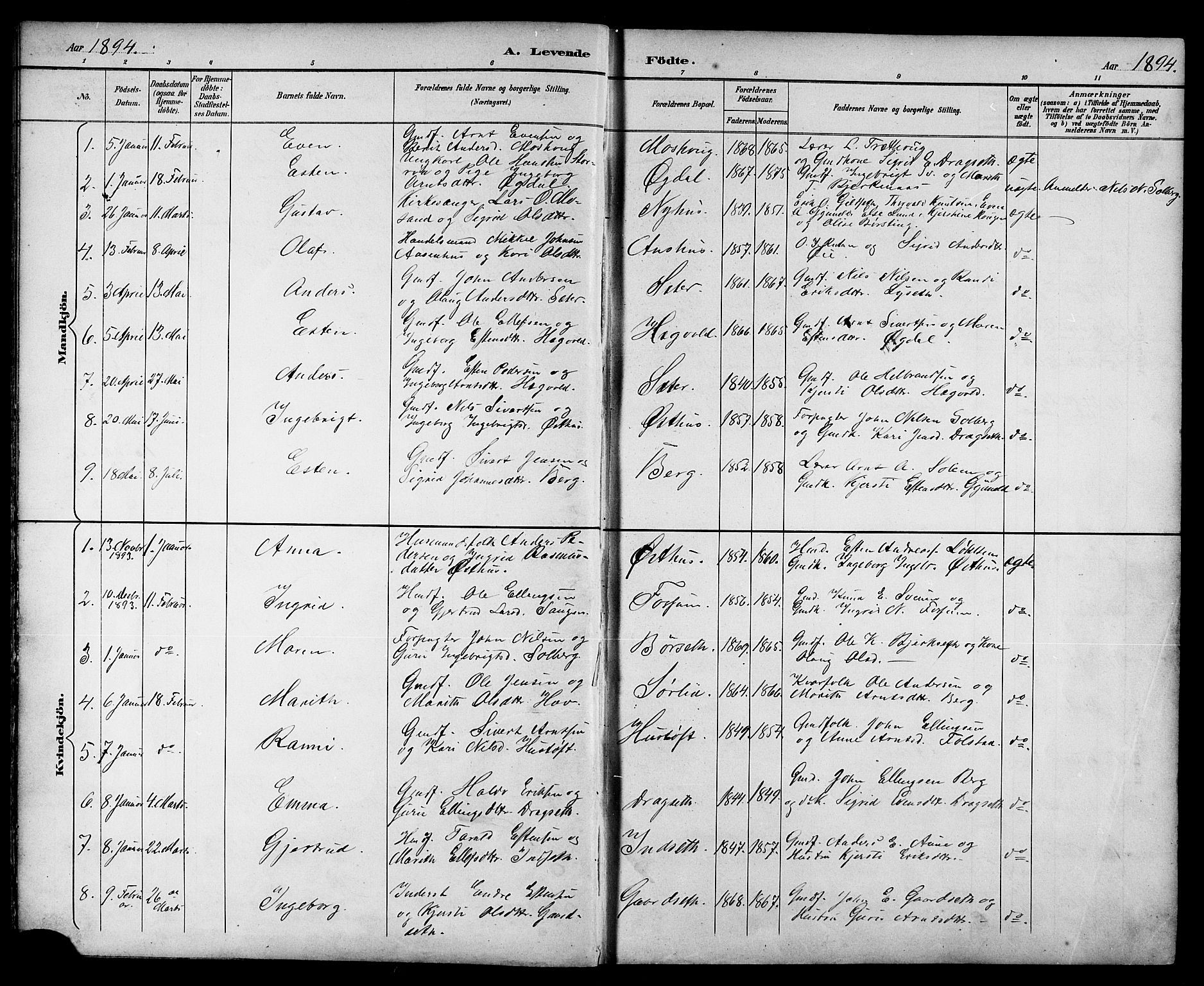 Ministerialprotokoller, klokkerbøker og fødselsregistre - Sør-Trøndelag, AV/SAT-A-1456/689/L1044: Parish register (copy) no. 689C03, 1893-1922