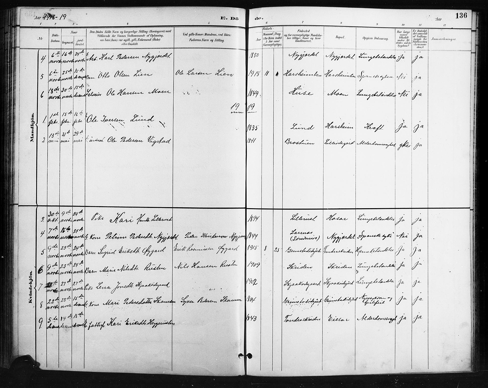 Skjåk prestekontor, SAH/PREST-072/H/Ha/Hab/L0004: Parish register (copy) no. 4, 1895-1921, p. 136