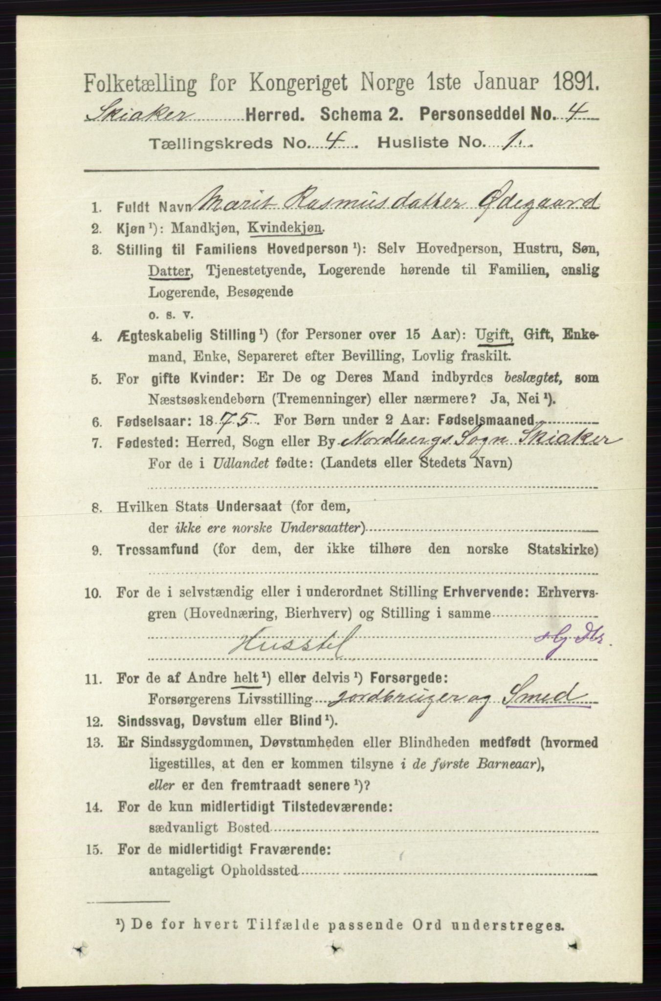 RA, 1891 census for 0513 Skjåk, 1891, p. 1342