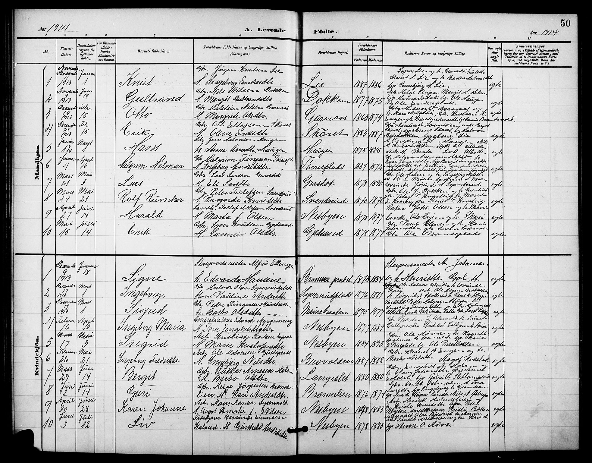Nes kirkebøker, SAKO/A-236/G/Ga/L0004: Parish register (copy) no. I 4, 1900-1925, p. 50