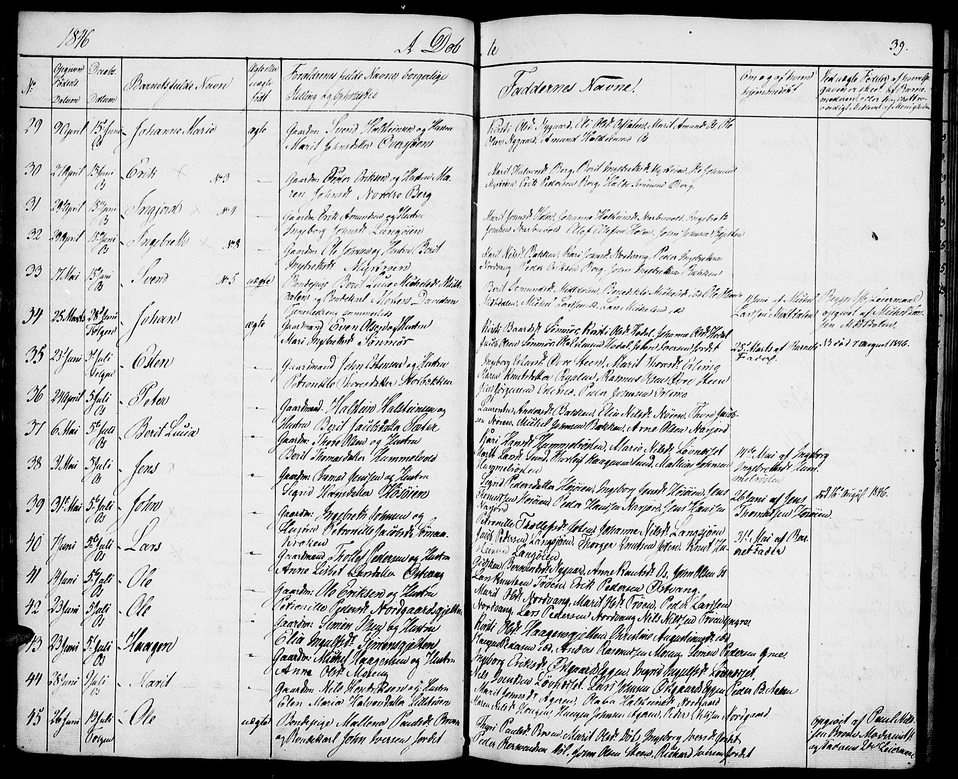 Tolga prestekontor, SAH/PREST-062/K/L0005: Parish register (official) no. 5, 1836-1852, p. 39