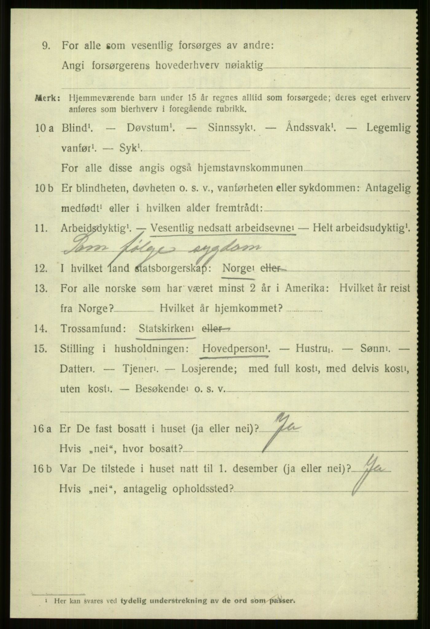 SAB, 1920 census for Vossestrand, 1920, p. 4421