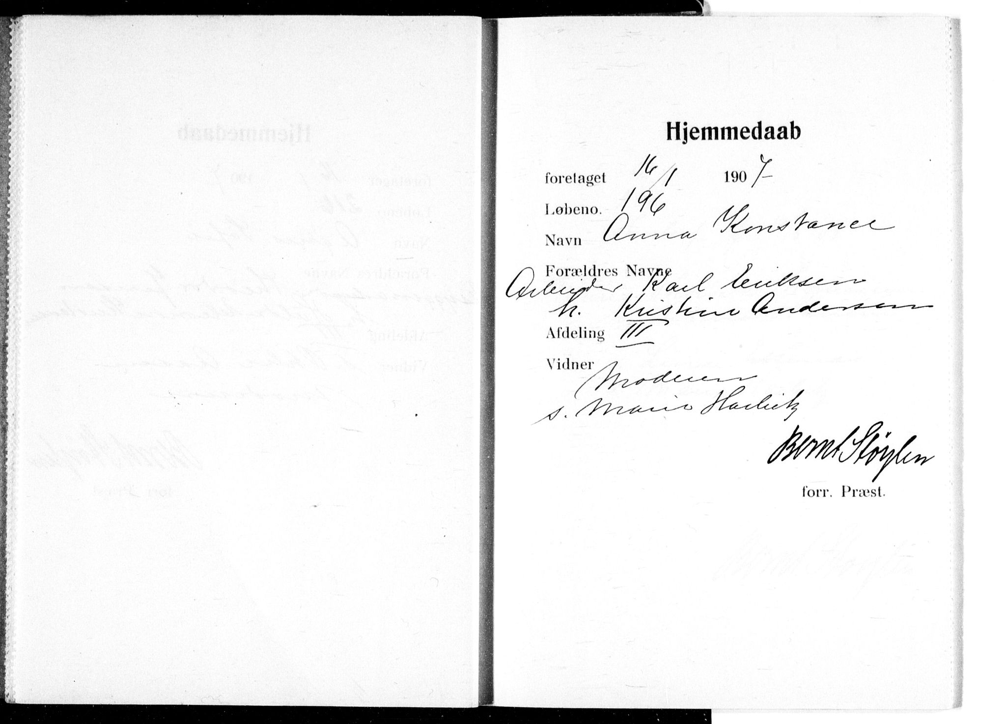 Ullevål sykehus prestekontor Kirkebøker, SAO/A-10542a/K/Ka/L0004: Baptism register no. 4, 1906-1926