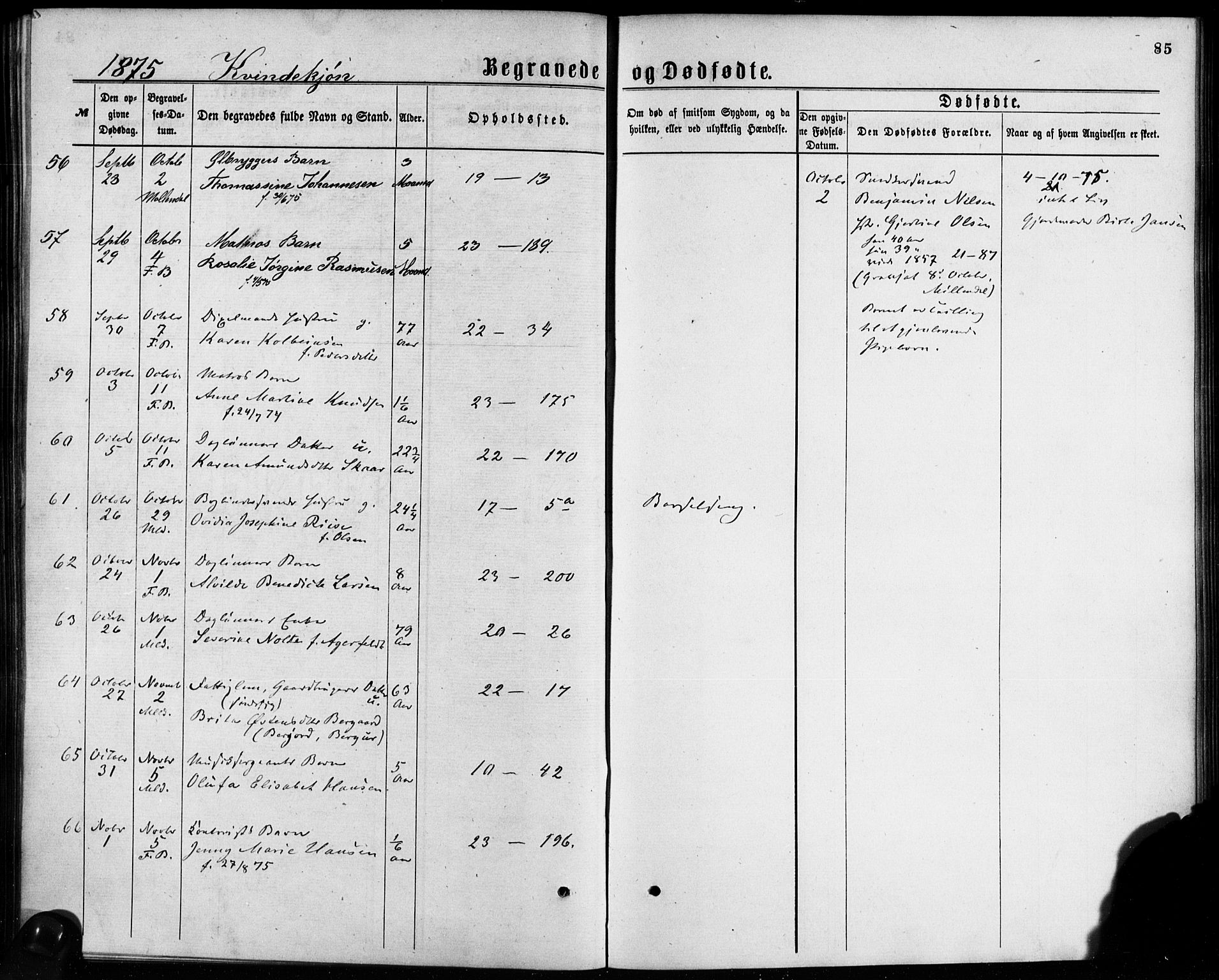 Korskirken sokneprestembete, AV/SAB-A-76101/H/Haa/L0046: Parish register (official) no. E 4, 1875-1883, p. 85