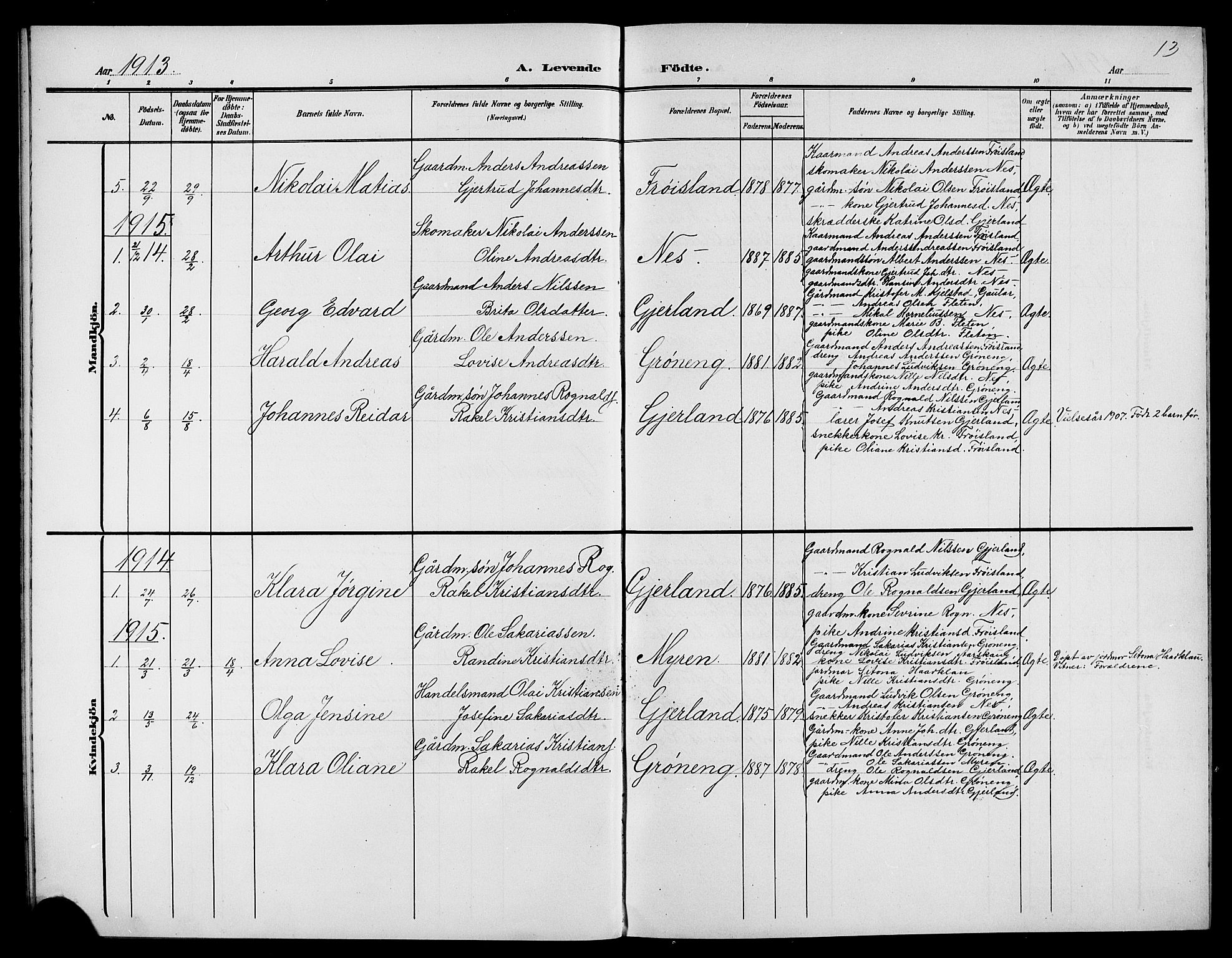 Førde sokneprestembete, AV/SAB-A-79901/H/Hab/Habb/L0001: Parish register (copy) no. B 1, 1904-1924, p. 13