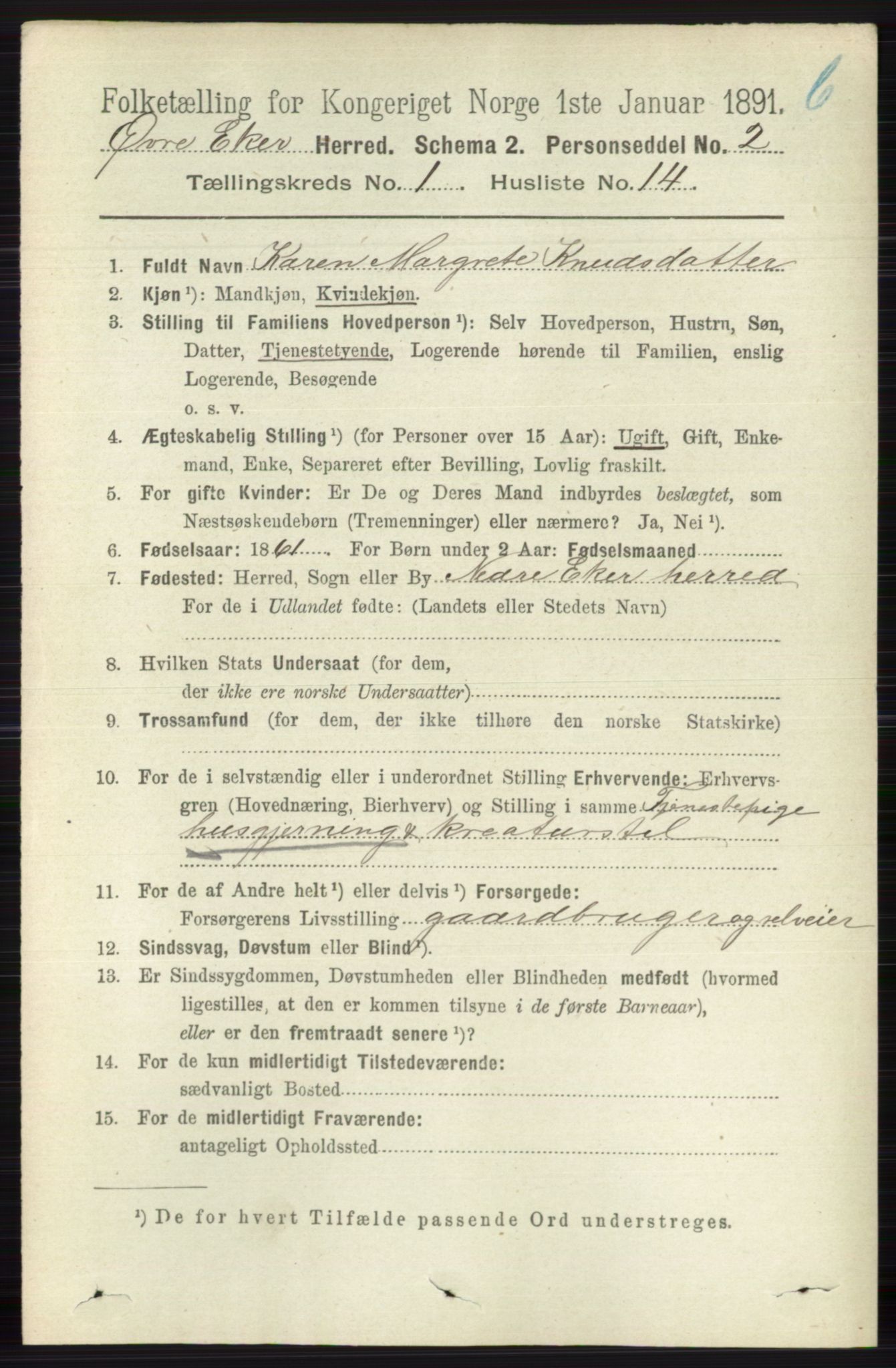RA, 1891 census for 0624 Øvre Eiker, 1891, p. 7899