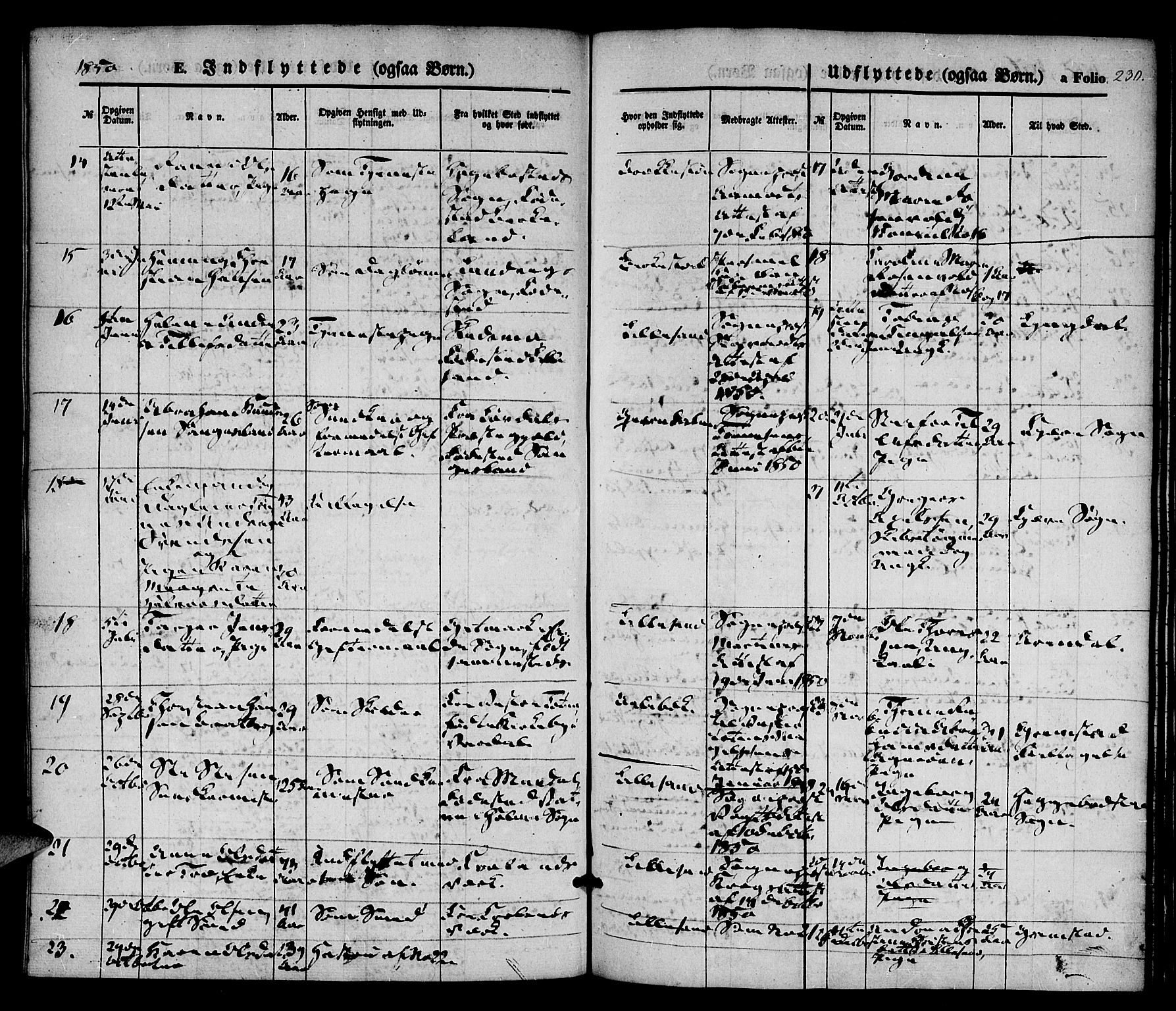 Vestre Moland sokneprestkontor, AV/SAK-1111-0046/F/Fa/Fab/L0006: Parish register (official) no. A 6, 1850-1858, p. 230