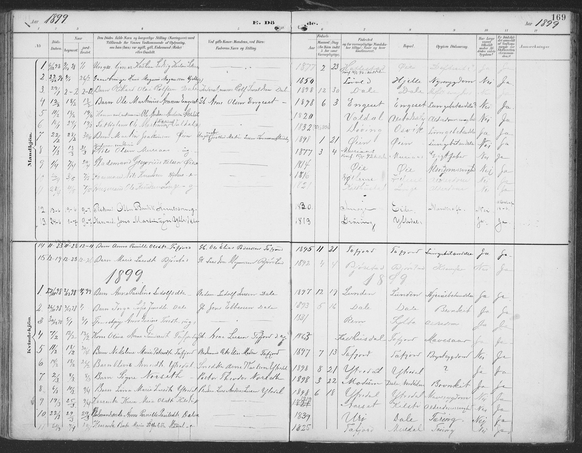 Ministerialprotokoller, klokkerbøker og fødselsregistre - Møre og Romsdal, AV/SAT-A-1454/519/L0256: Parish register (official) no. 519A15, 1895-1912, p. 169