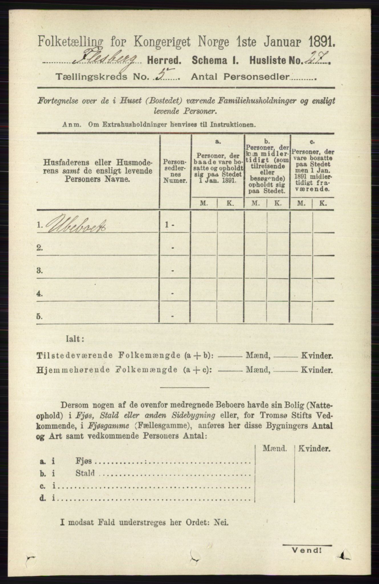 RA, 1891 census for 0631 Flesberg, 1891, p. 714