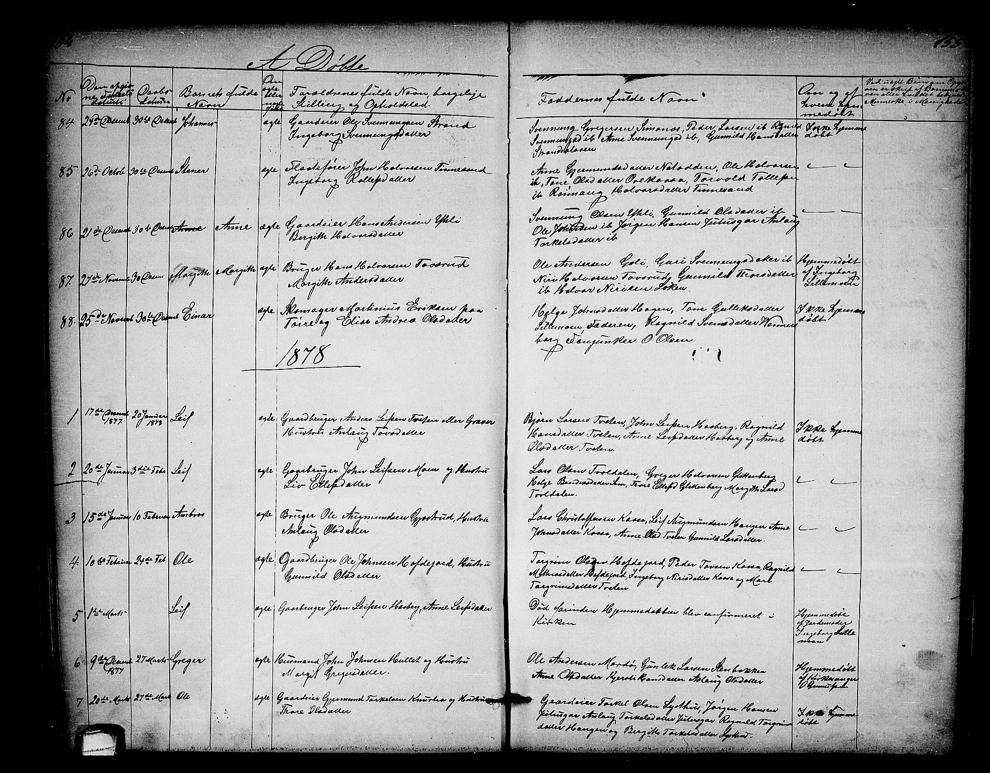 Heddal kirkebøker, SAKO/A-268/G/Ga/L0001: Parish register (copy) no. I 1, 1866-1878, p. 154-155
