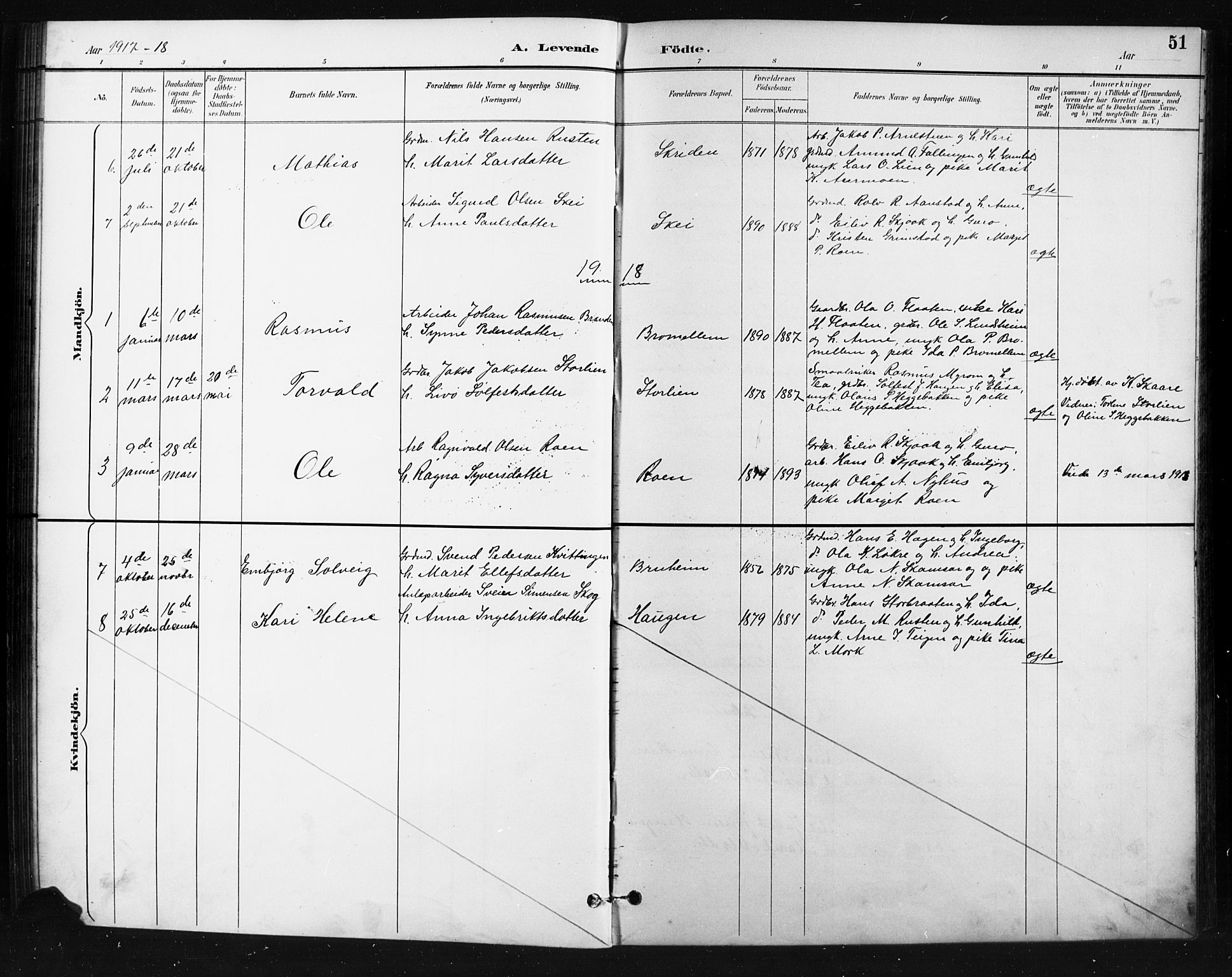 Skjåk prestekontor, SAH/PREST-072/H/Ha/Hab/L0004: Parish register (copy) no. 4, 1895-1921, p. 51