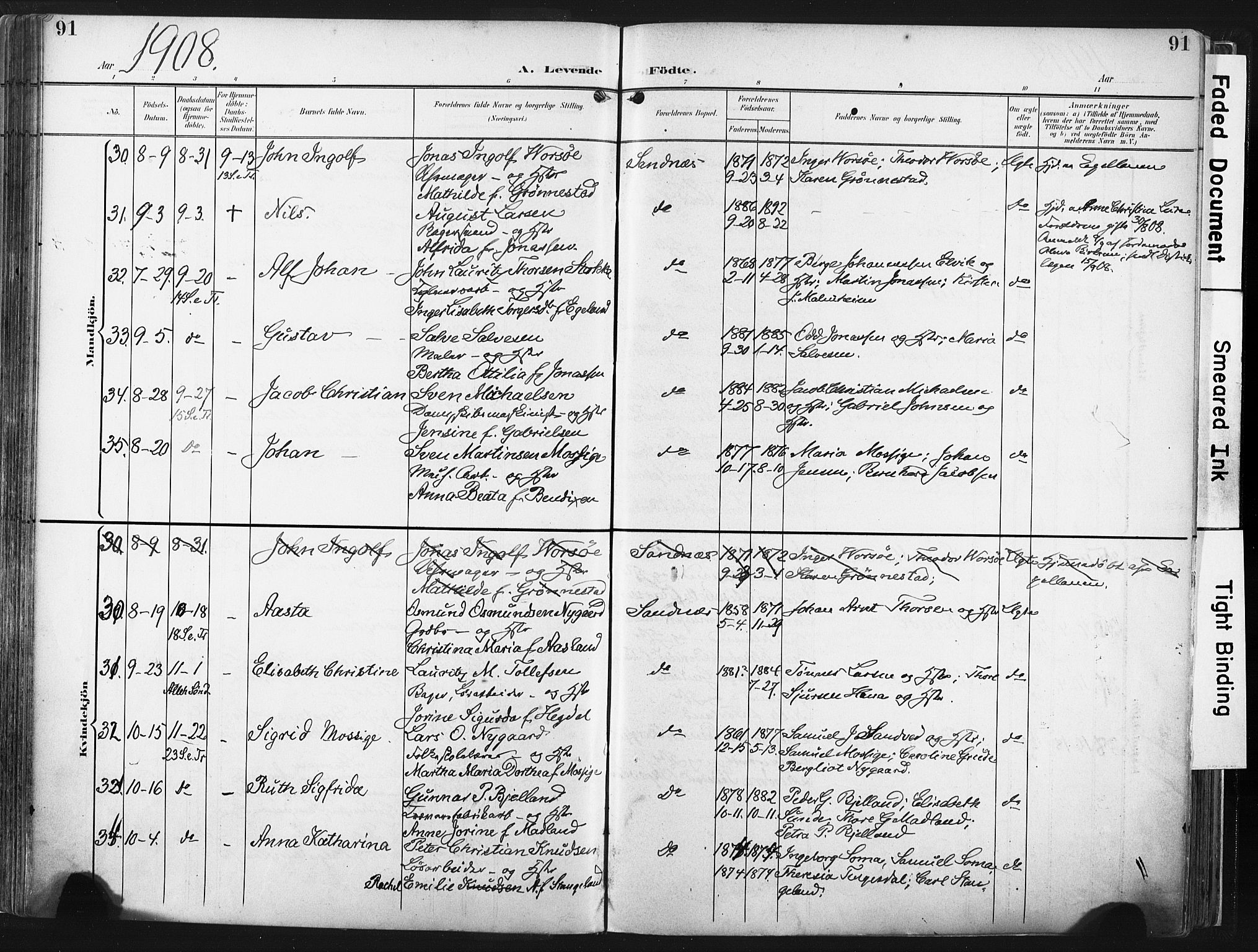 Høyland sokneprestkontor, AV/SAST-A-101799/001/30BA/L0016: Parish register (official) no. A 16, 1899-1911, p. 91