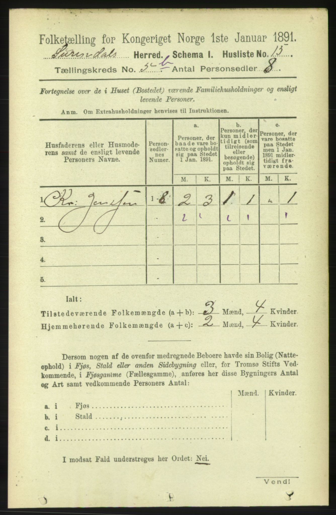 RA, 1891 census for 1566 Surnadal, 1891, p. 1471