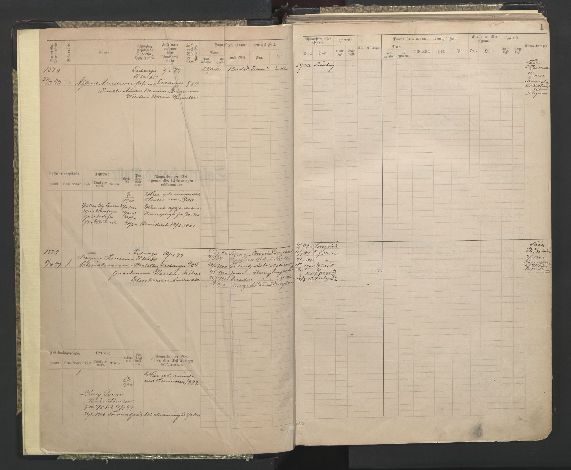 Brevik innrulleringskontor, SAKO/A-833/F/Fb/L0007: Hovedrulle, 1897-1948, p. 1