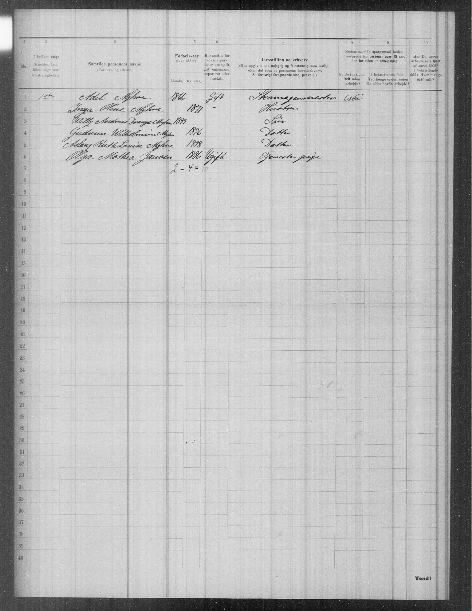 OBA, Municipal Census 1902 for Kristiania, 1902, p. 1807