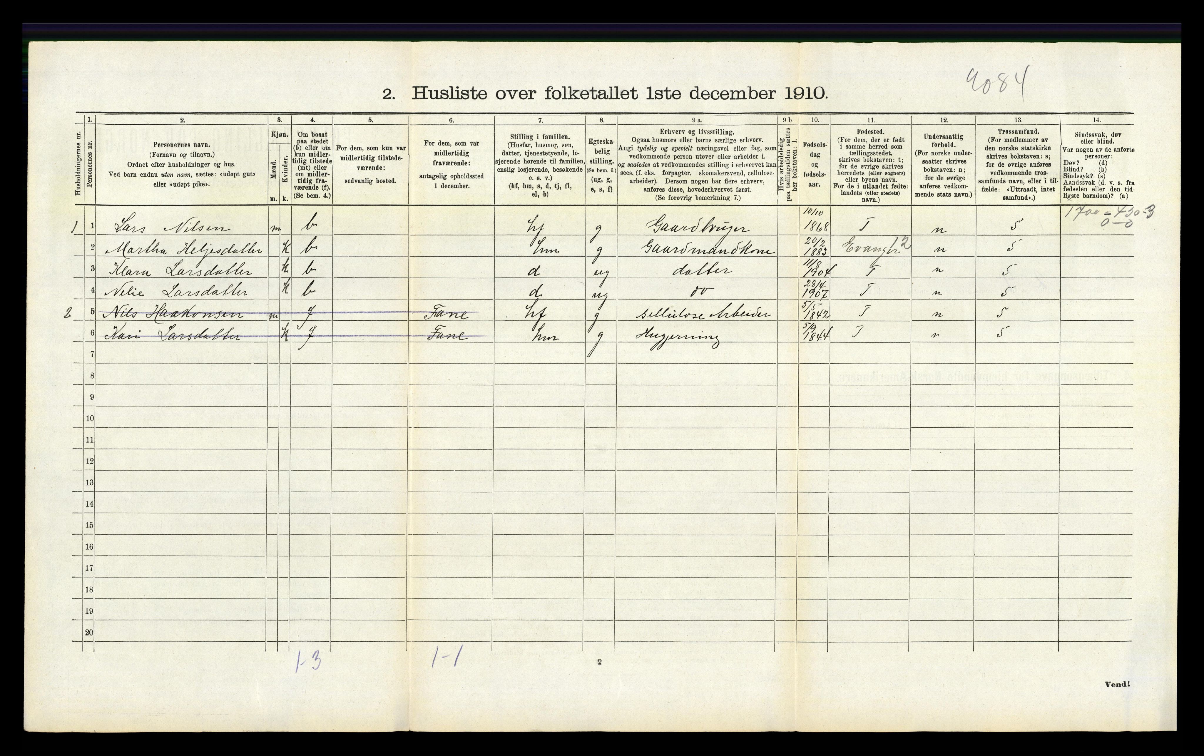 RA, 1910 census for Hamre, 1910, p. 293