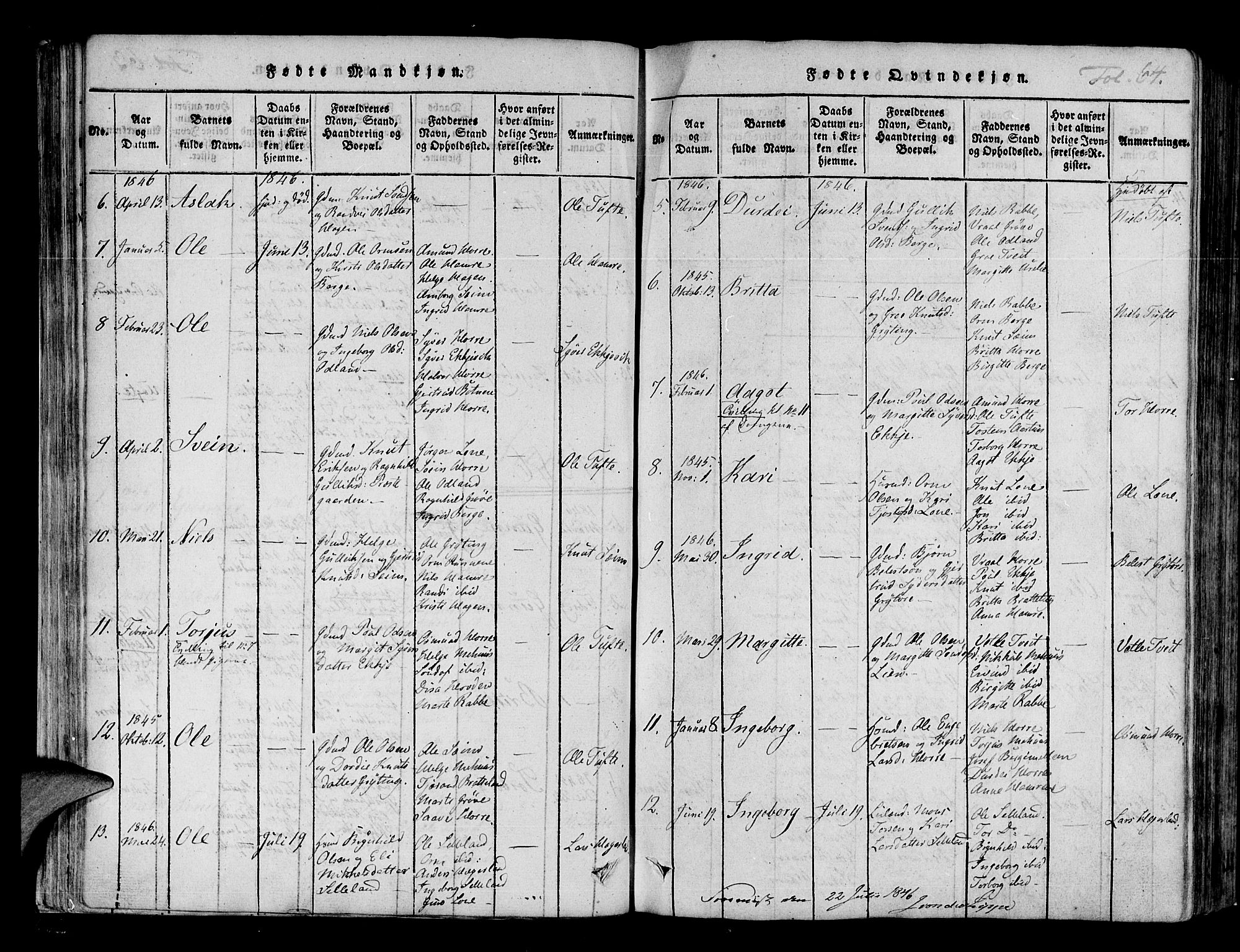 Røldal sokneprestembete, AV/SAB-A-100247: Parish register (official) no. A 2, 1817-1856, p. 64