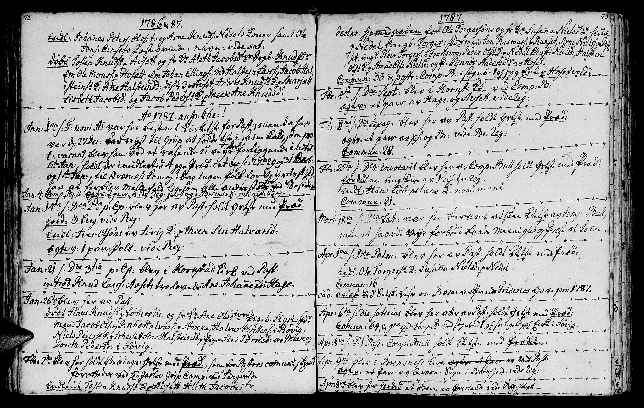 Ministerialprotokoller, klokkerbøker og fødselsregistre - Møre og Romsdal, AV/SAT-A-1454/568/L0799: Parish register (official) no. 568A08, 1780-1819, p. 72-73