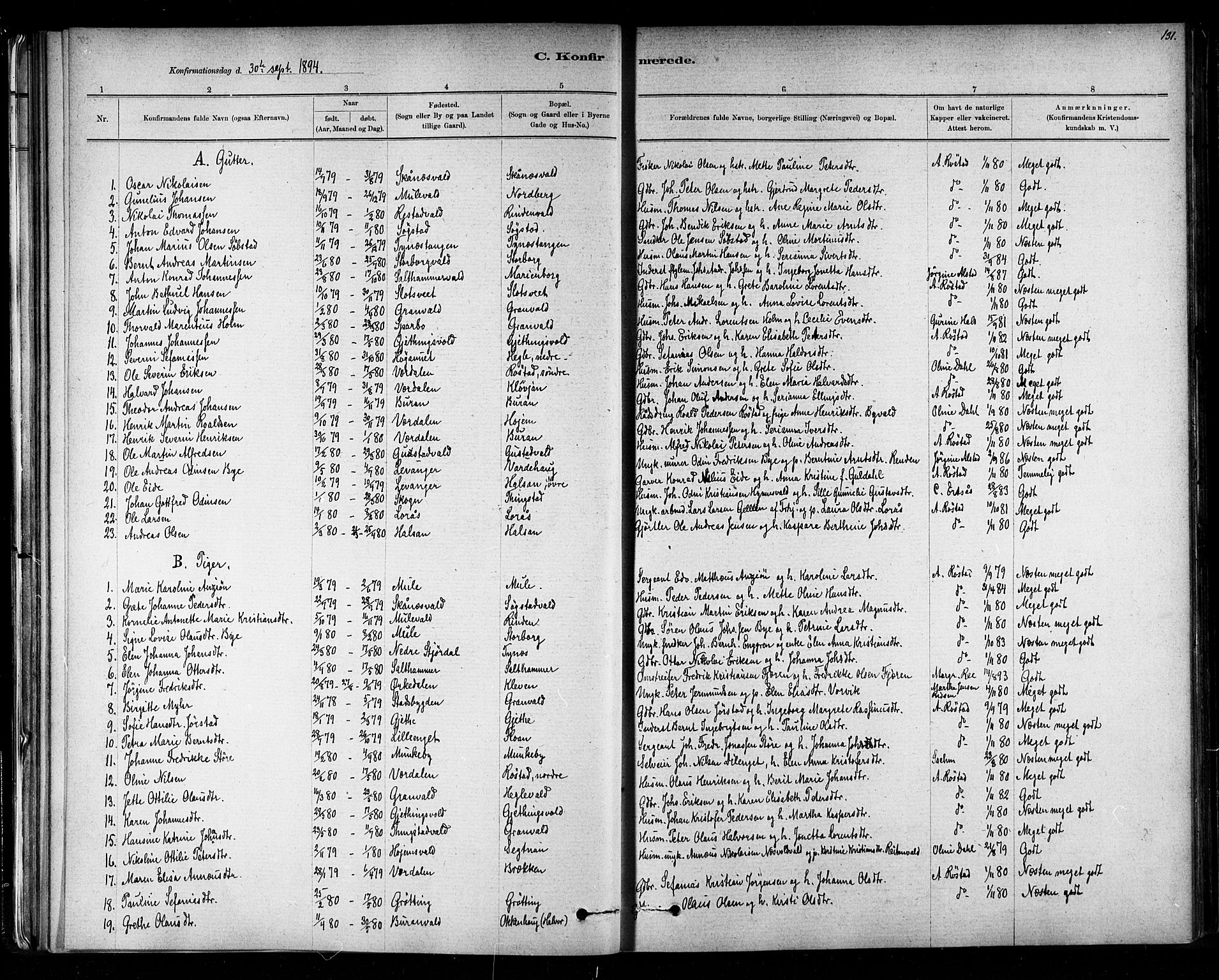 Ministerialprotokoller, klokkerbøker og fødselsregistre - Nord-Trøndelag, SAT/A-1458/721/L0208: Parish register (copy) no. 721C01, 1880-1917, p. 131