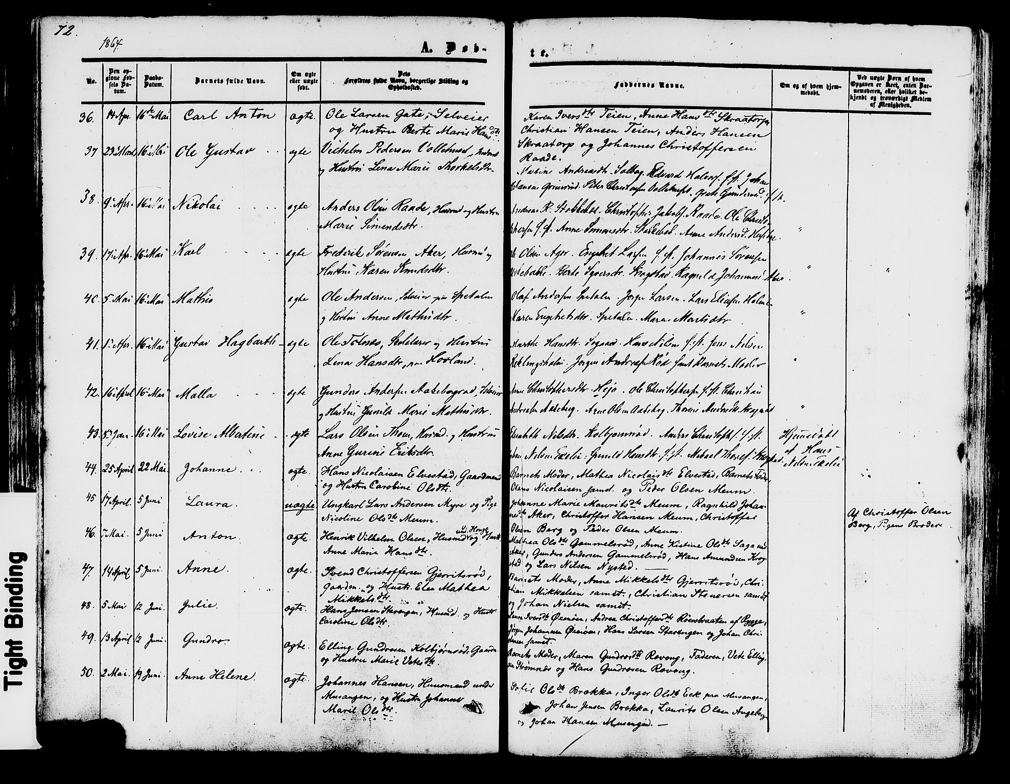 Råde prestekontor kirkebøker, AV/SAO-A-2009/F/Fa/L0006: Parish register (official) no. 6, 1854-1877, p. 72