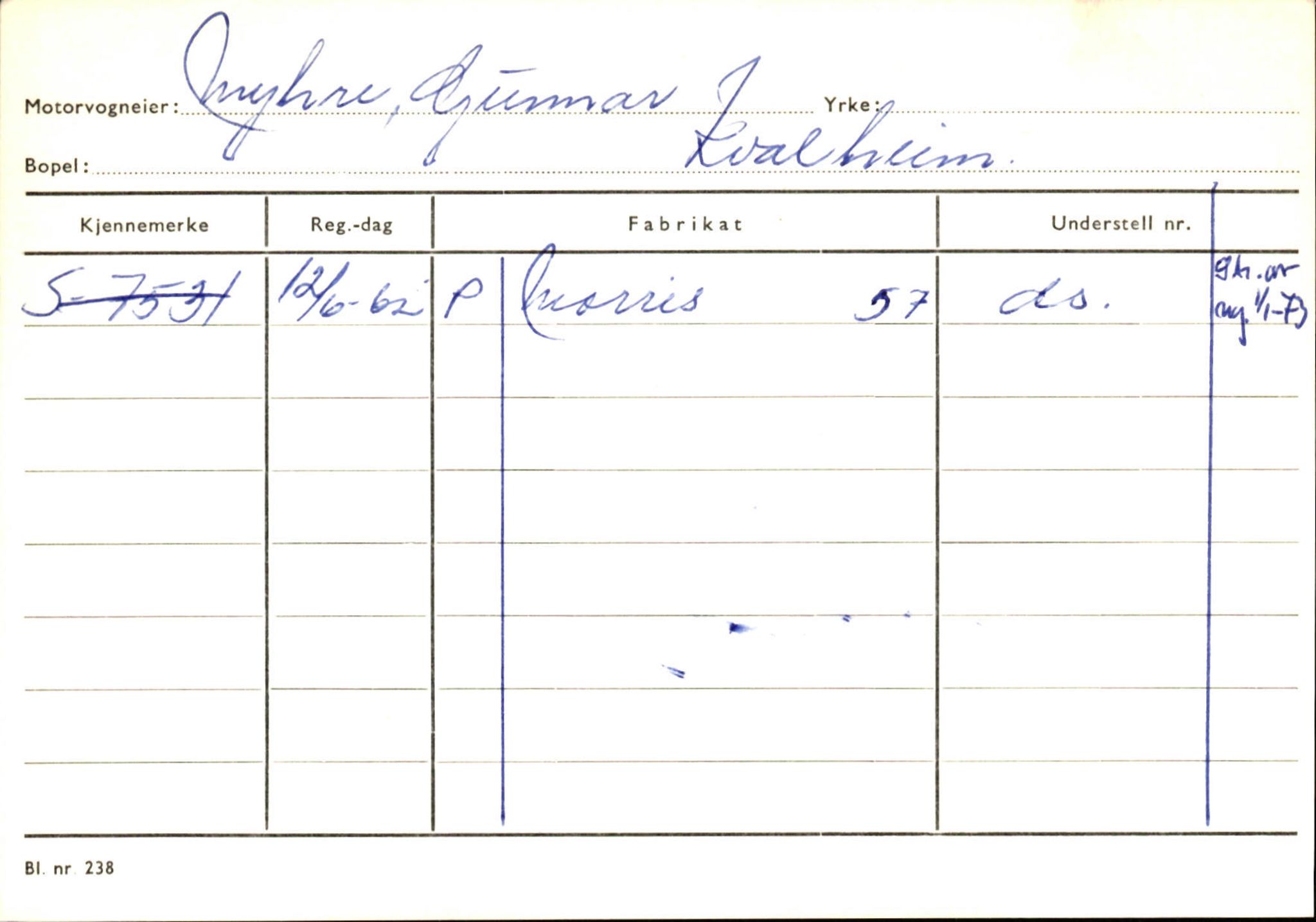 Statens vegvesen, Sogn og Fjordane vegkontor, AV/SAB-A-5301/4/F/L0144: Registerkort Vågsøy A-R, 1945-1975, p. 1904