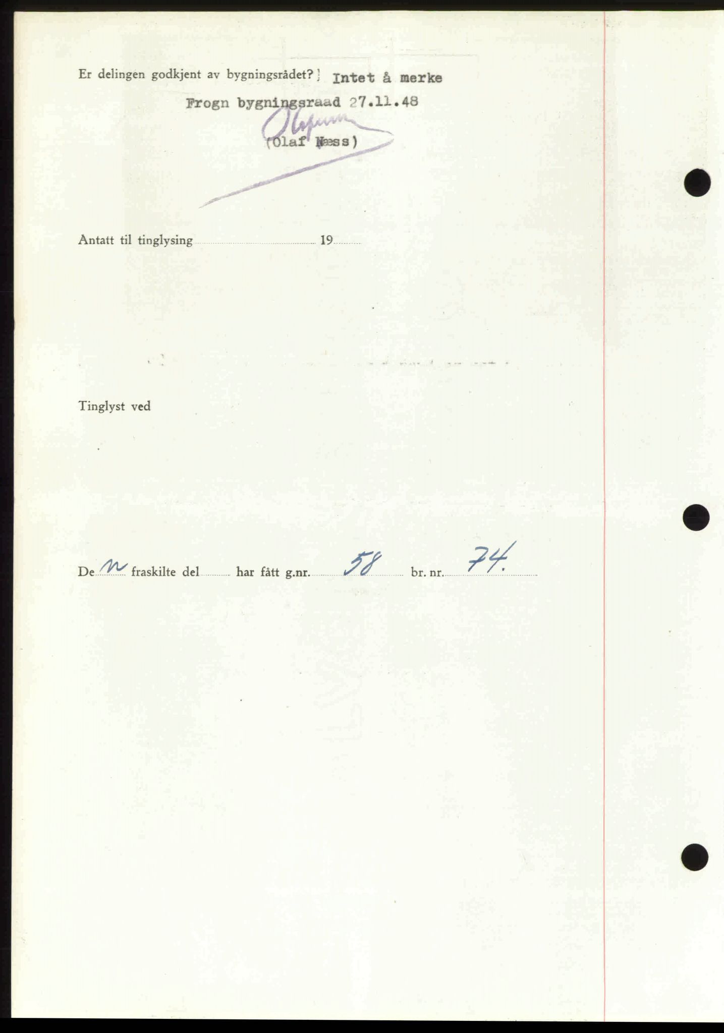 Follo sorenskriveri, SAO/A-10274/G/Ga/Gaa/L0085: Mortgage book no. I 85, 1948-1948, Diary no: : 4508/1948