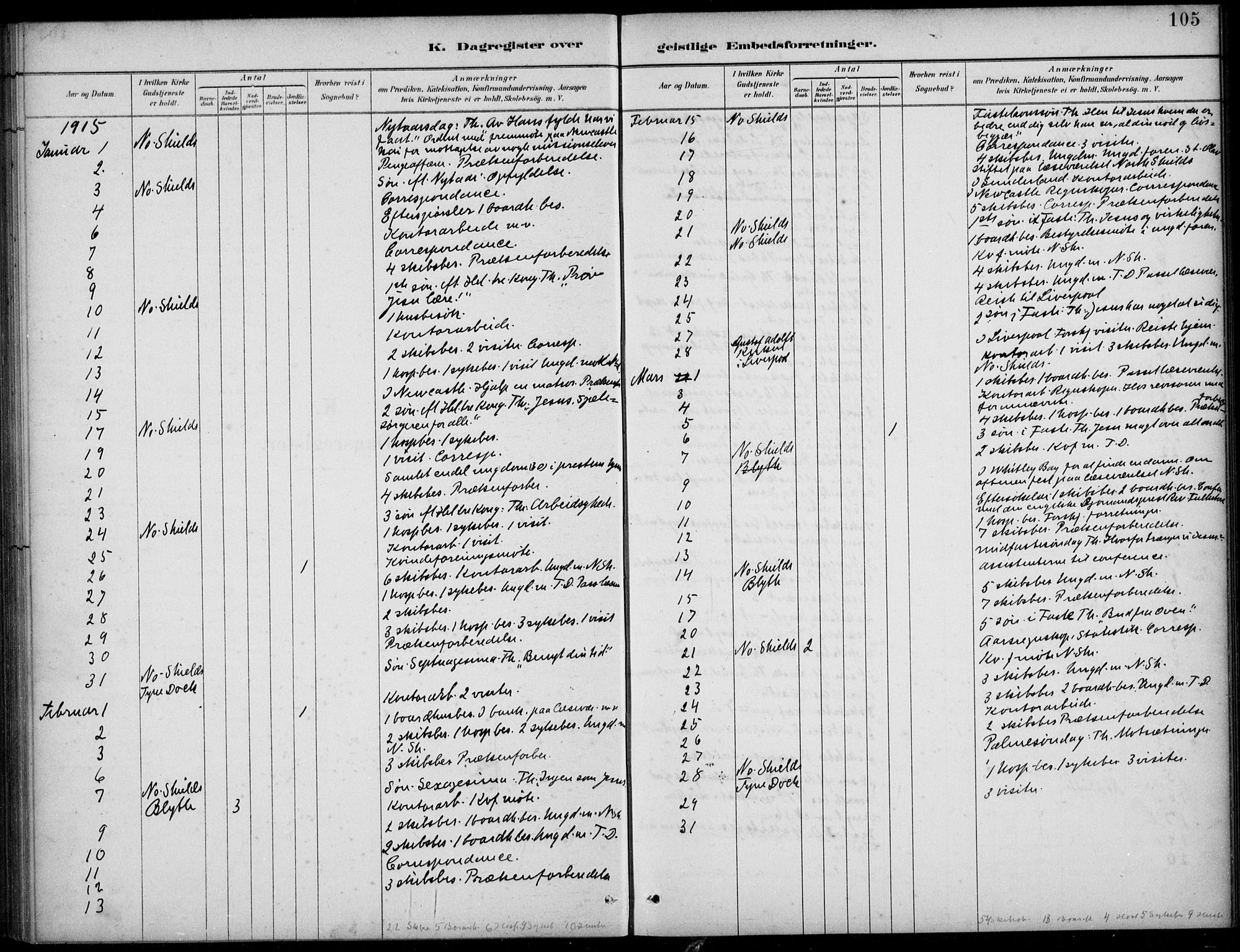 Den norske sjømannsmisjon i utlandet/Tyne-havnene (North Shields og New Castle), AV/SAB-SAB/PA-0101/H/Ha/L0002: Parish register (official) no. A 2, 1883-1938, p. 105